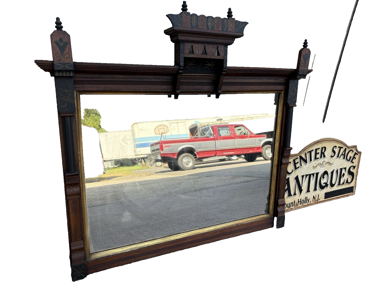 66967 Antique Victorian Walnut Mirror