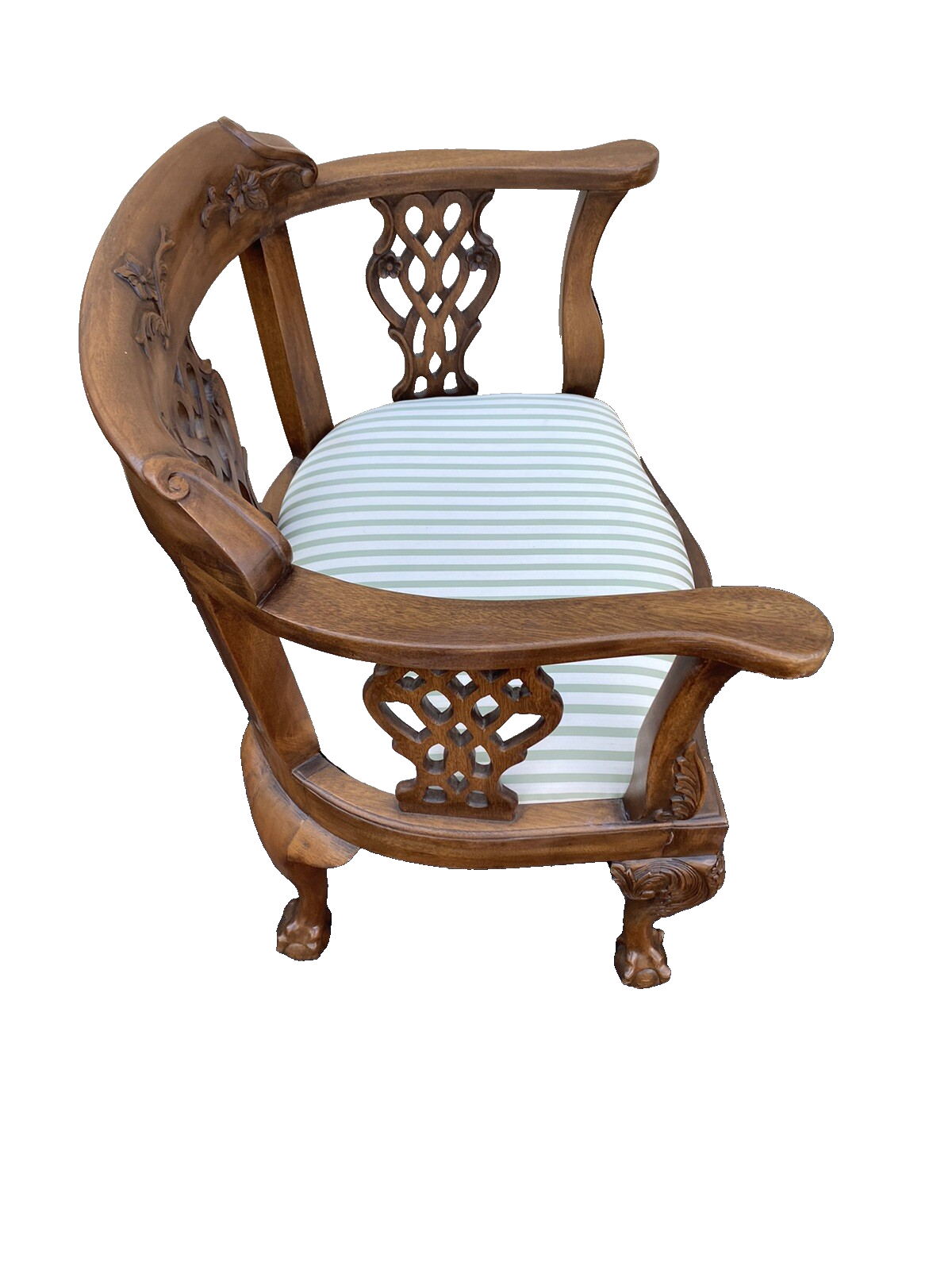 65492 + 65504: Pair Solid Mahogany Hand Carved Armchairs Chair s