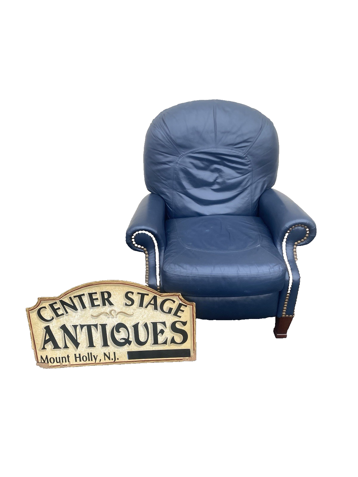66007 QUALITY   Leather Bradington  Young Blue Recliner Chair