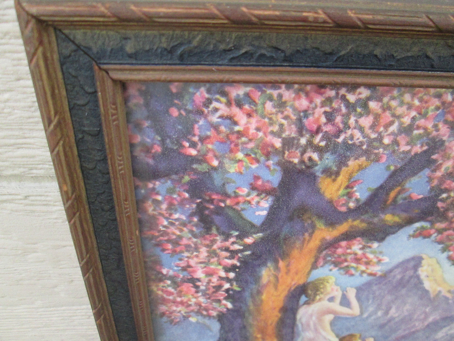 39728 Antique Reynard Print in Fancy Deco Picture Frame