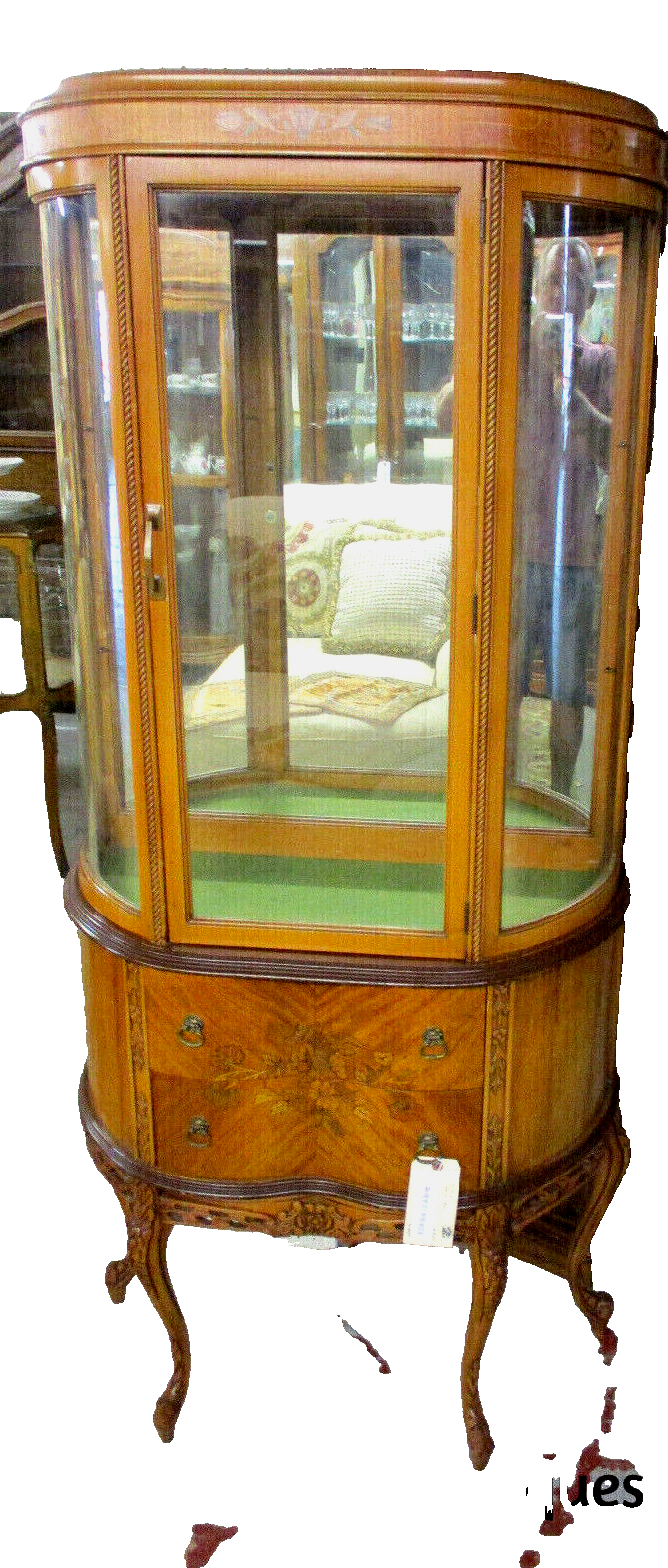 63337 Inlaid Bow Glass Curio China Cabinet