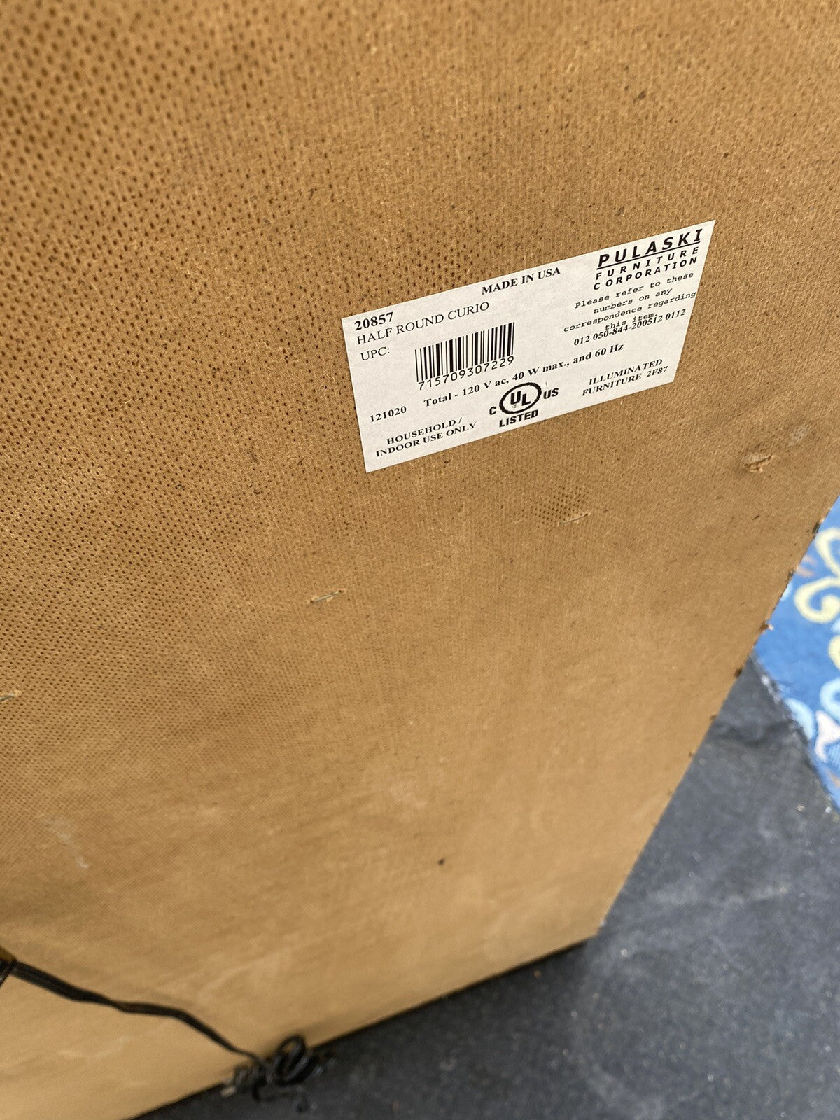 65442 PULASKI Bow Glass Curio China Cabinet