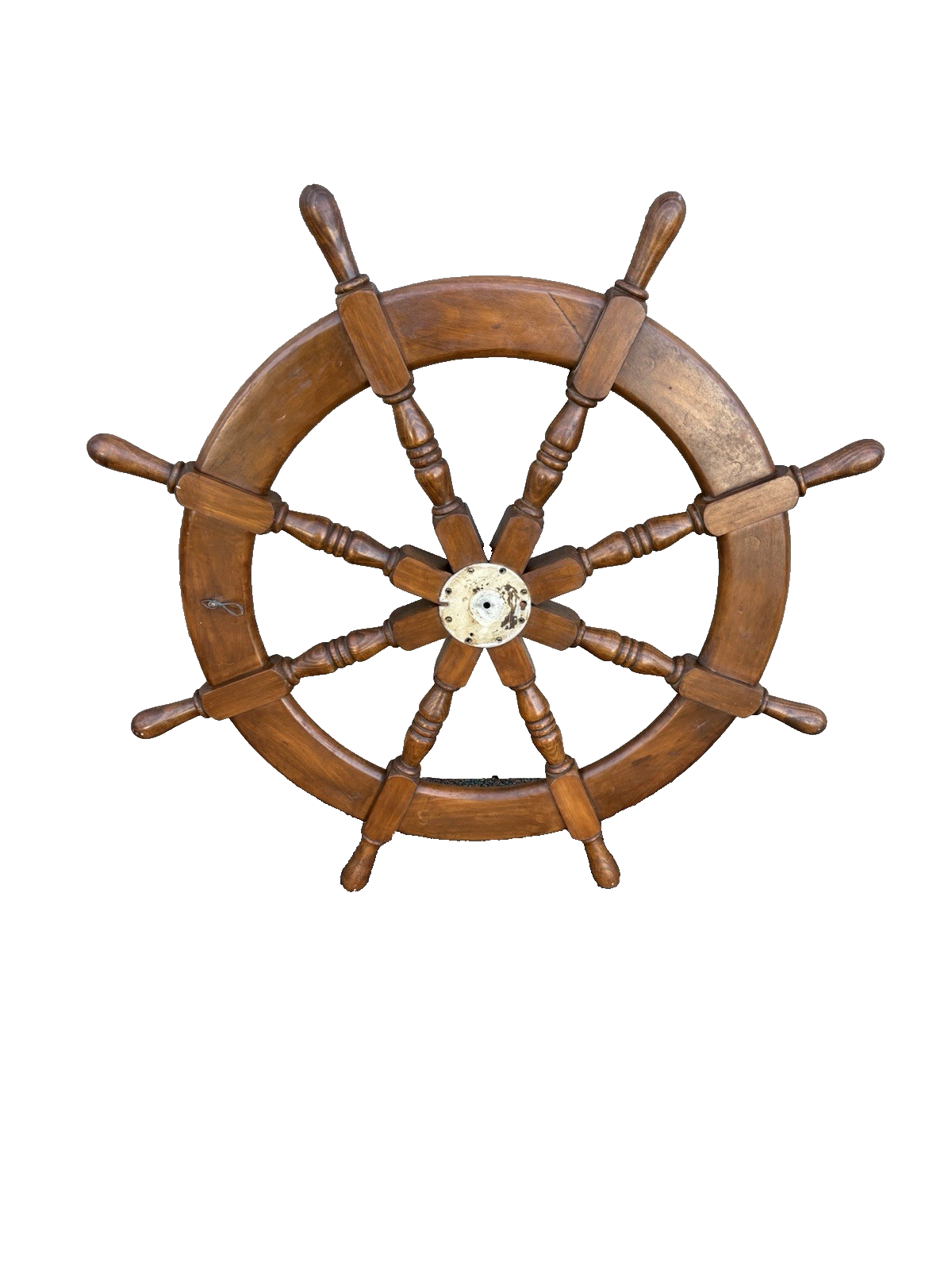 66949 Antique Wood and Brass Ships Wheel