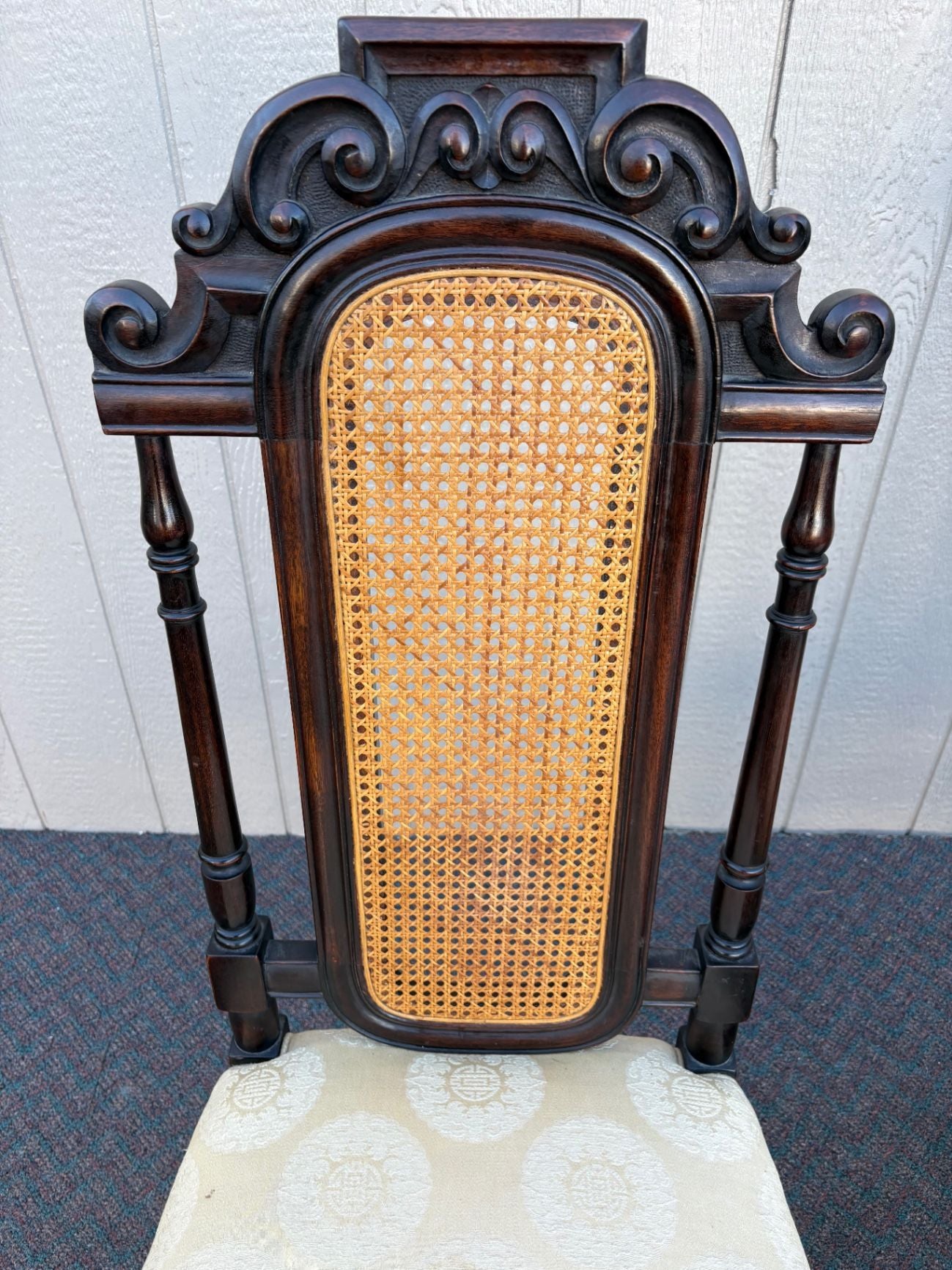 67620 Pair of Jacobean Revival Tall Back Chairs with Cane Inserts
