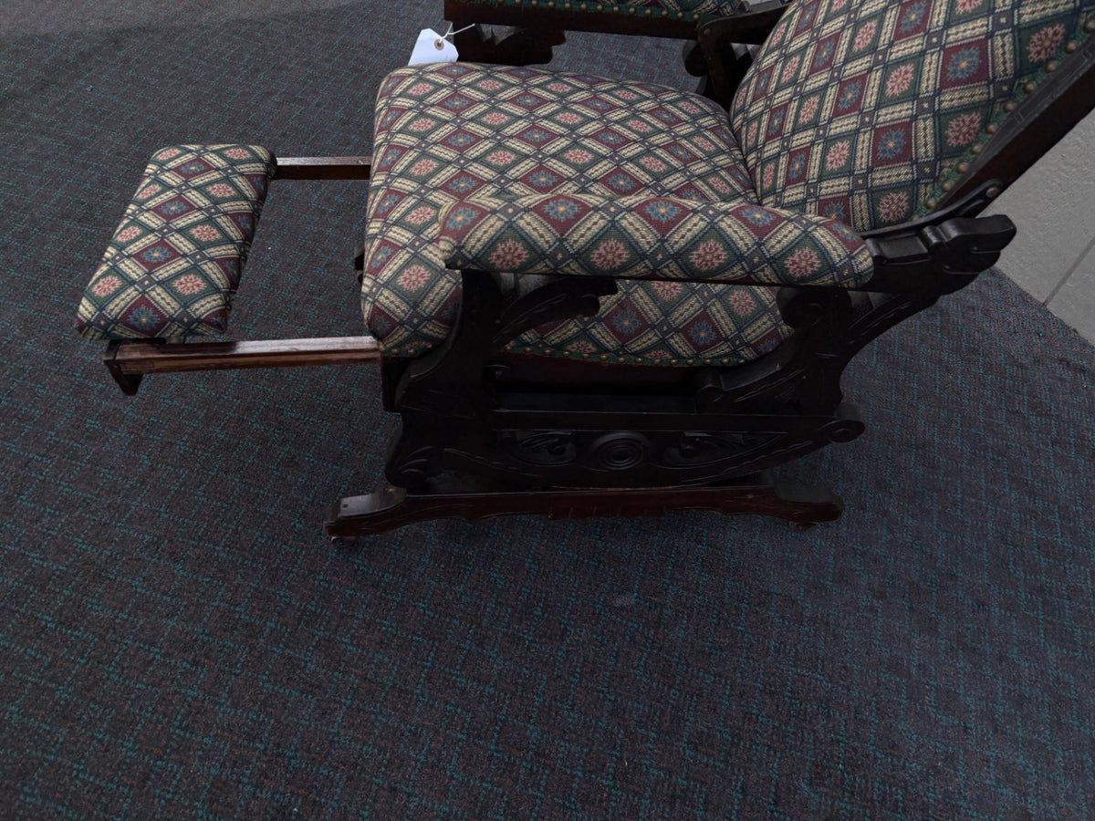 67119  Victorian Platform Rocking Chair with Footrest, Upholstered