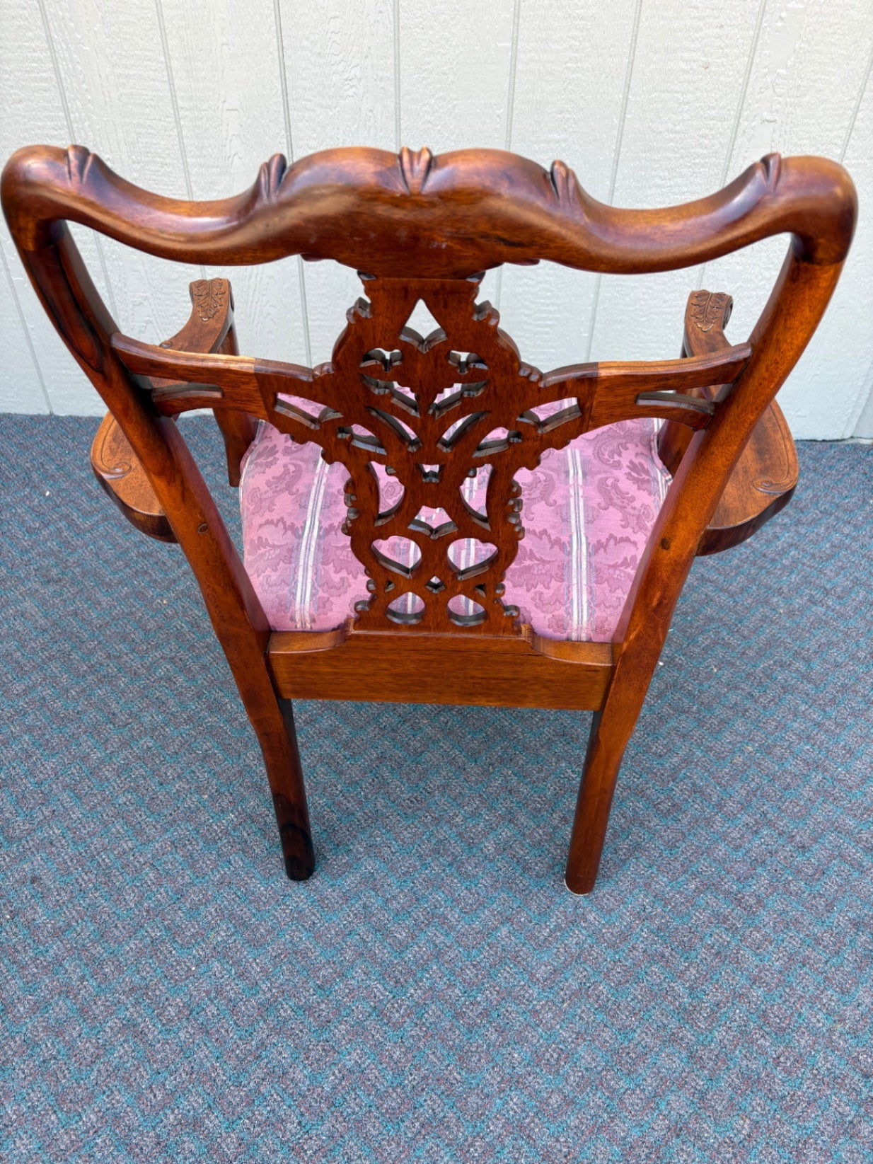 67770 Pair of Chippendale Style Armchairs with Carved Details