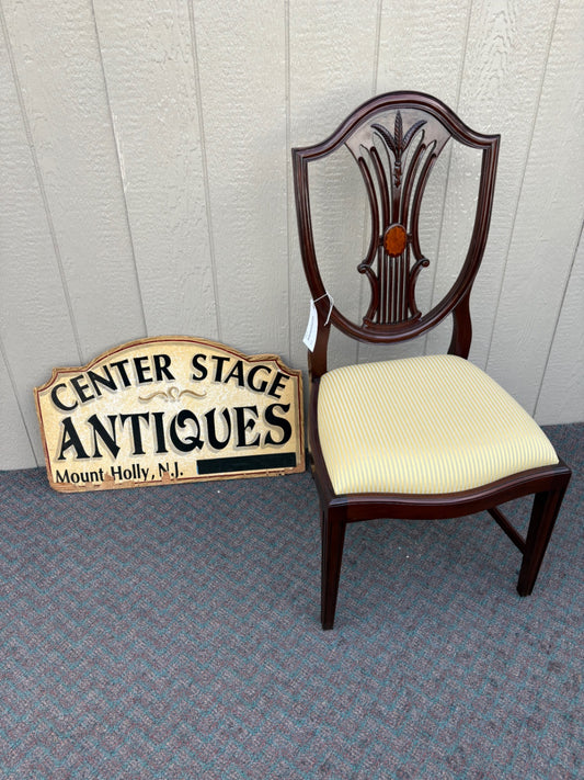 67638 Elegant Mahogany Inlaid Side Chair with Upholstered Seat