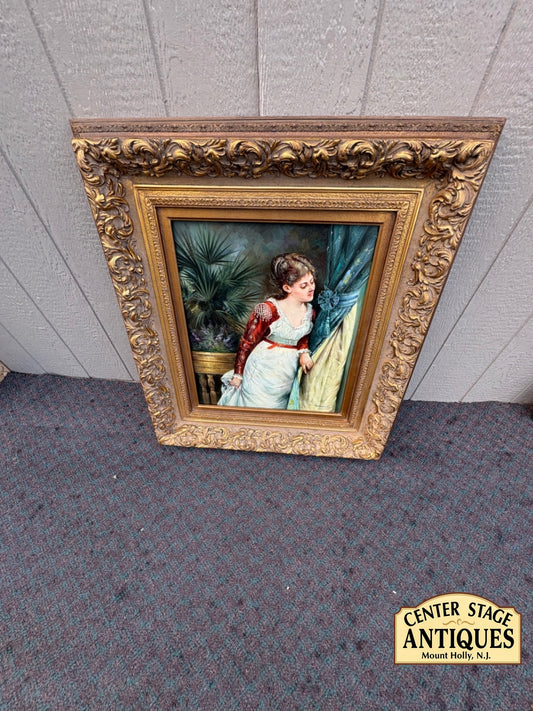 68038  Elegant Victorian Oil Painting with Ornate Gilt Frame by C. Robinson