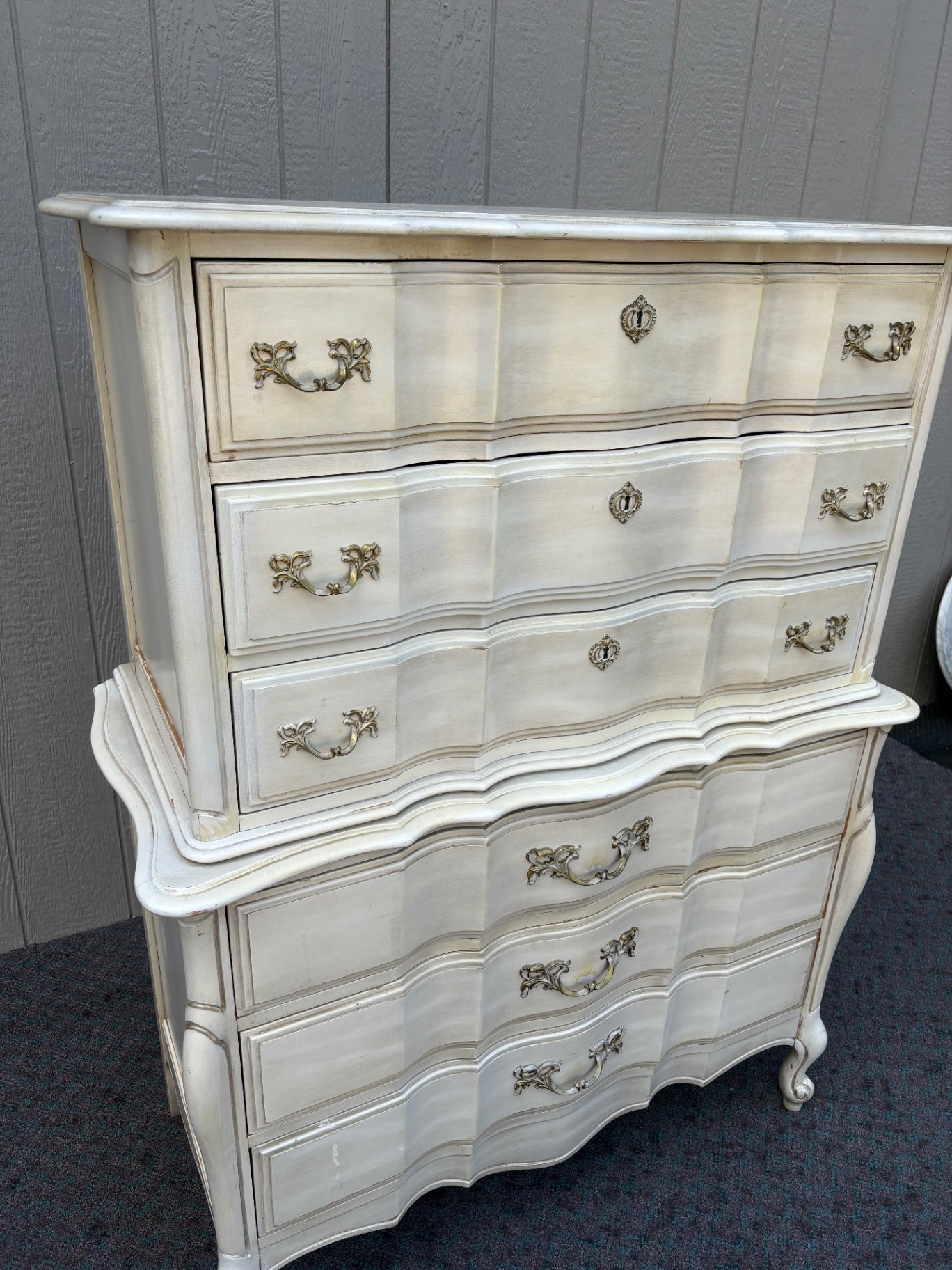 67948 Elegant French Provincial Tall Chest of Drawers in Cream Finish