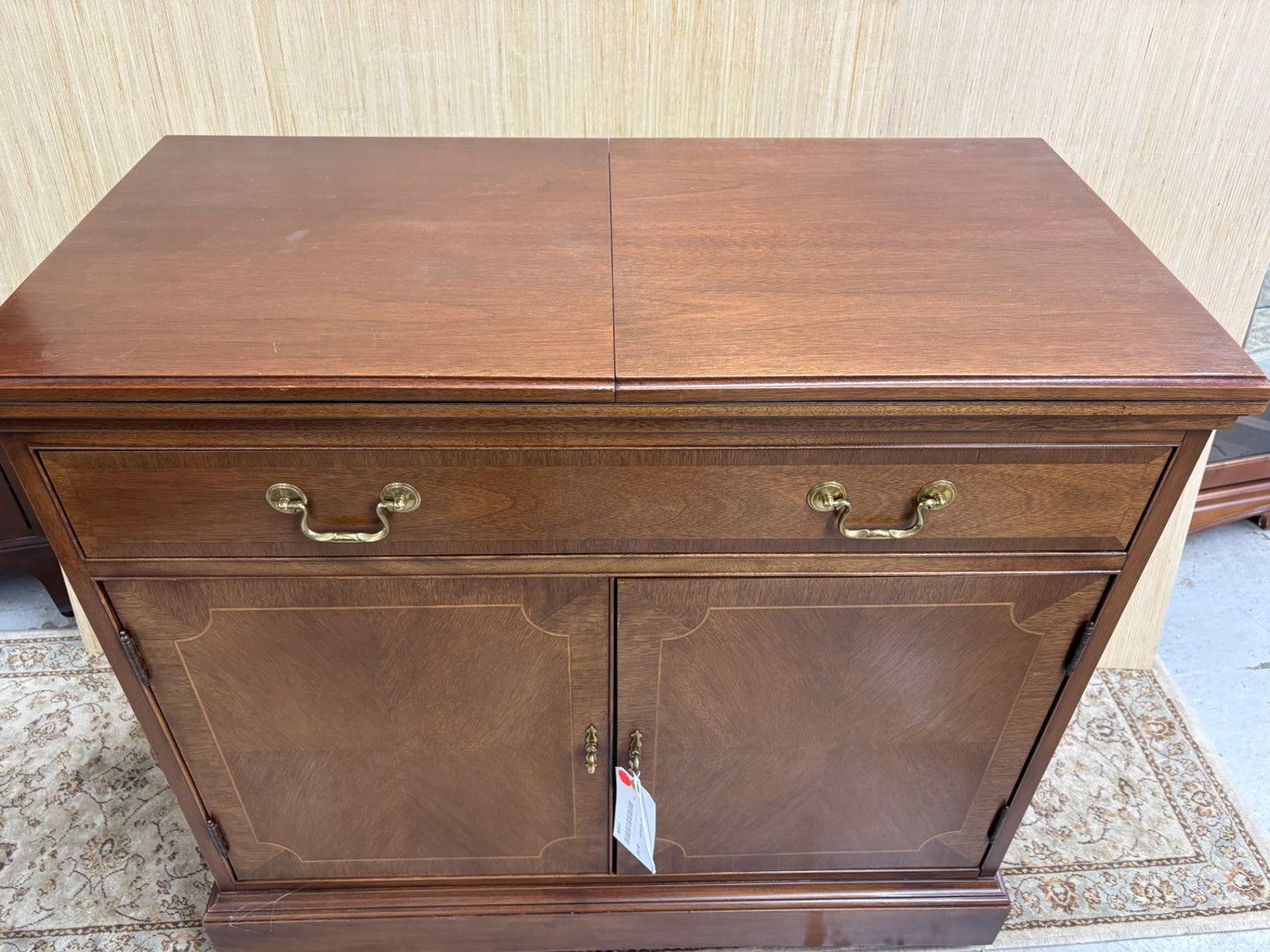 64128 Hickory chair Inlaid Bar Cart Server with Brass Hardware