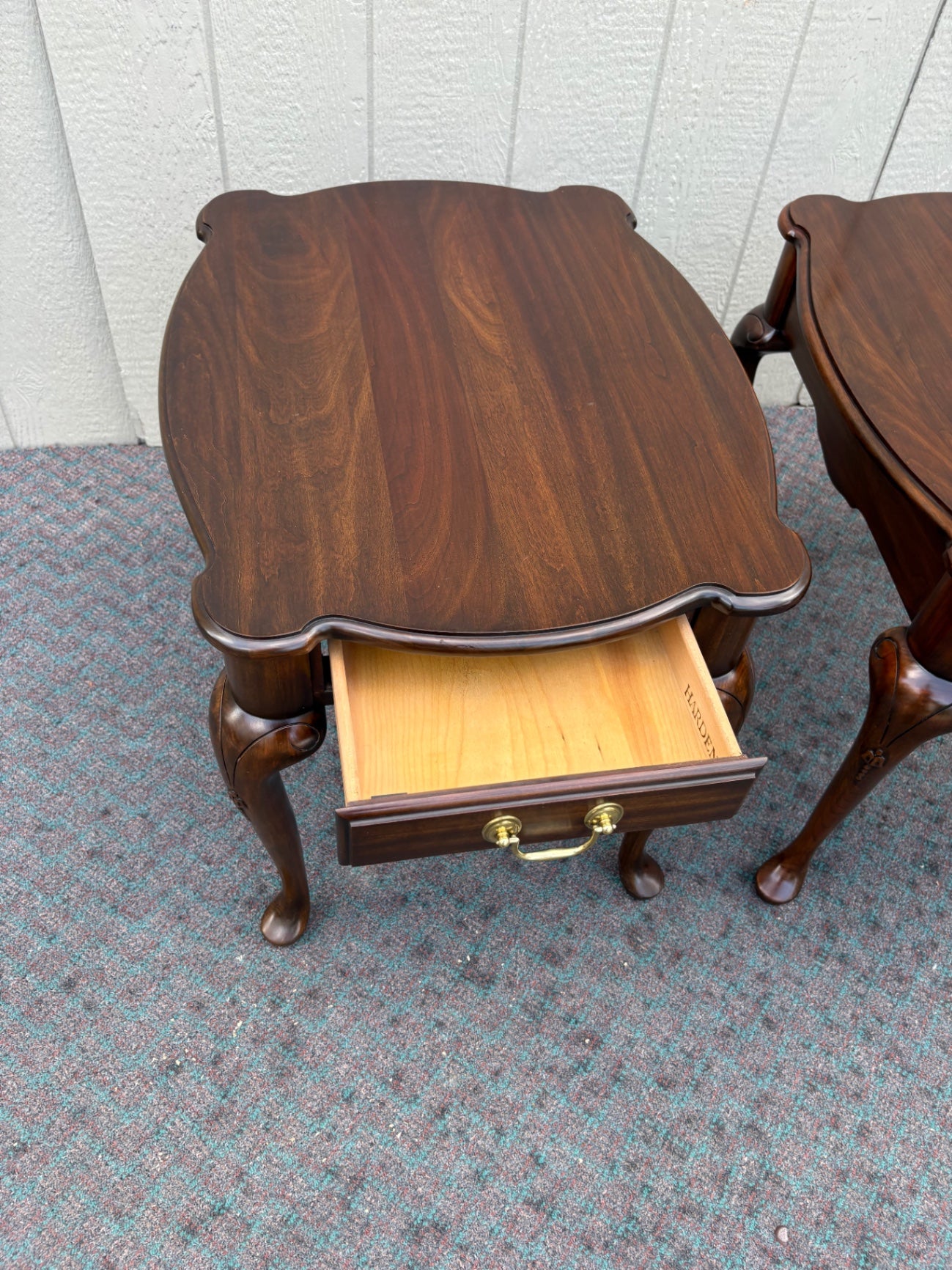 67955 Pair of Harden Queen Anne End Tables in Rich Walnut Finish