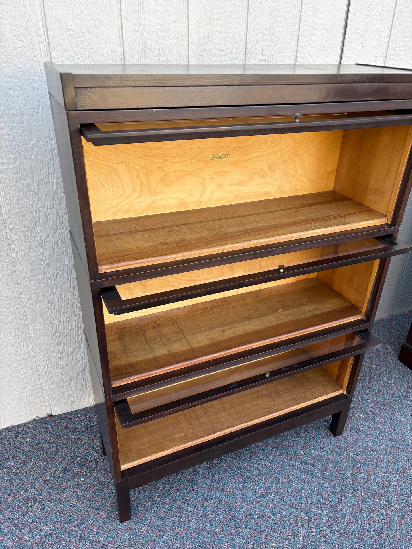 67598 Shaw Walker Three-Section Barrister Bookcase with Glass Doors