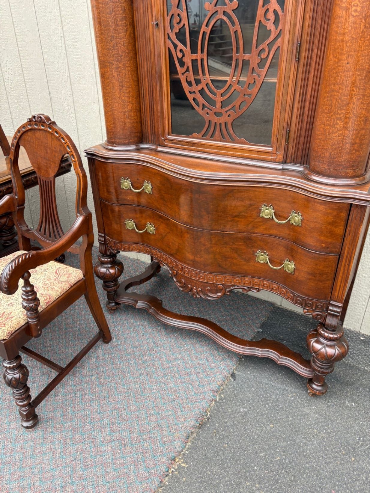 67512  1930s Hanover Cabinet Co. Dining Set with Hutch and Chairs