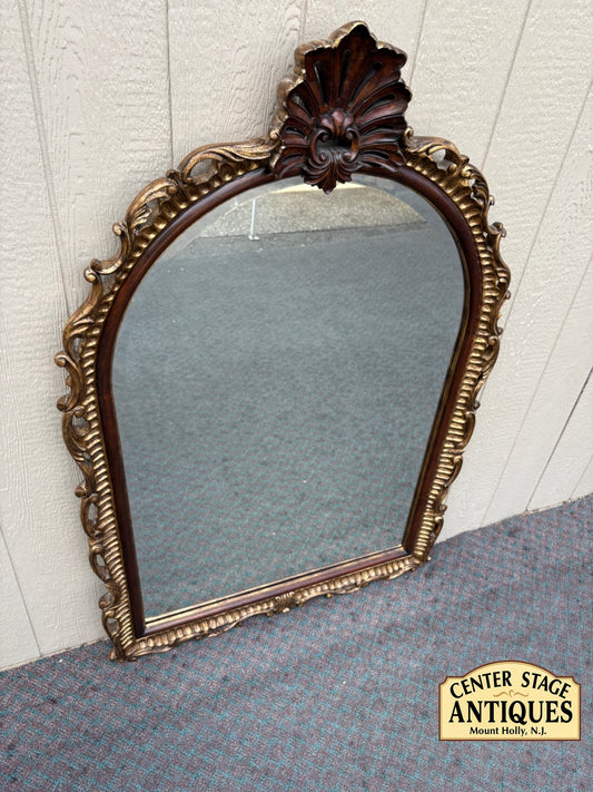 68102 Large Ornate Mahogany Wall Mirror with Gold Accents