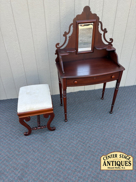 67773  Lexington Traditional Vanity with Mirror and Upholstered Bench