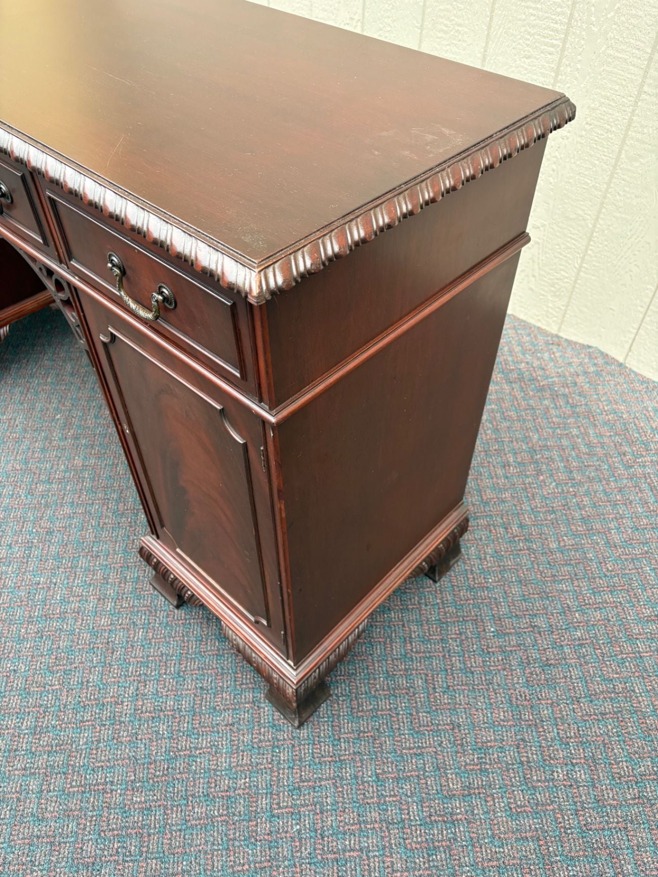 67544  Mahogany Chippendale Style Buffet Sideboard with Carved Details