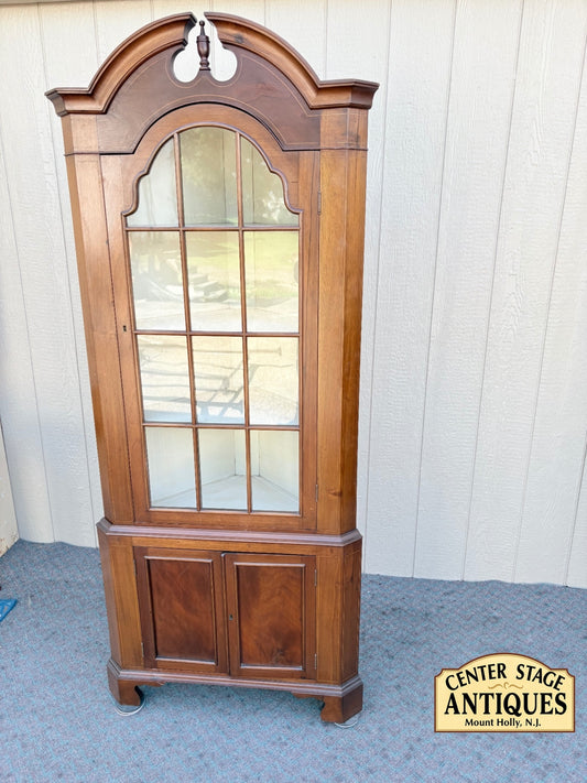 67974 Vintage Corner Cabinet with Glass Doors, Mahogany Finish