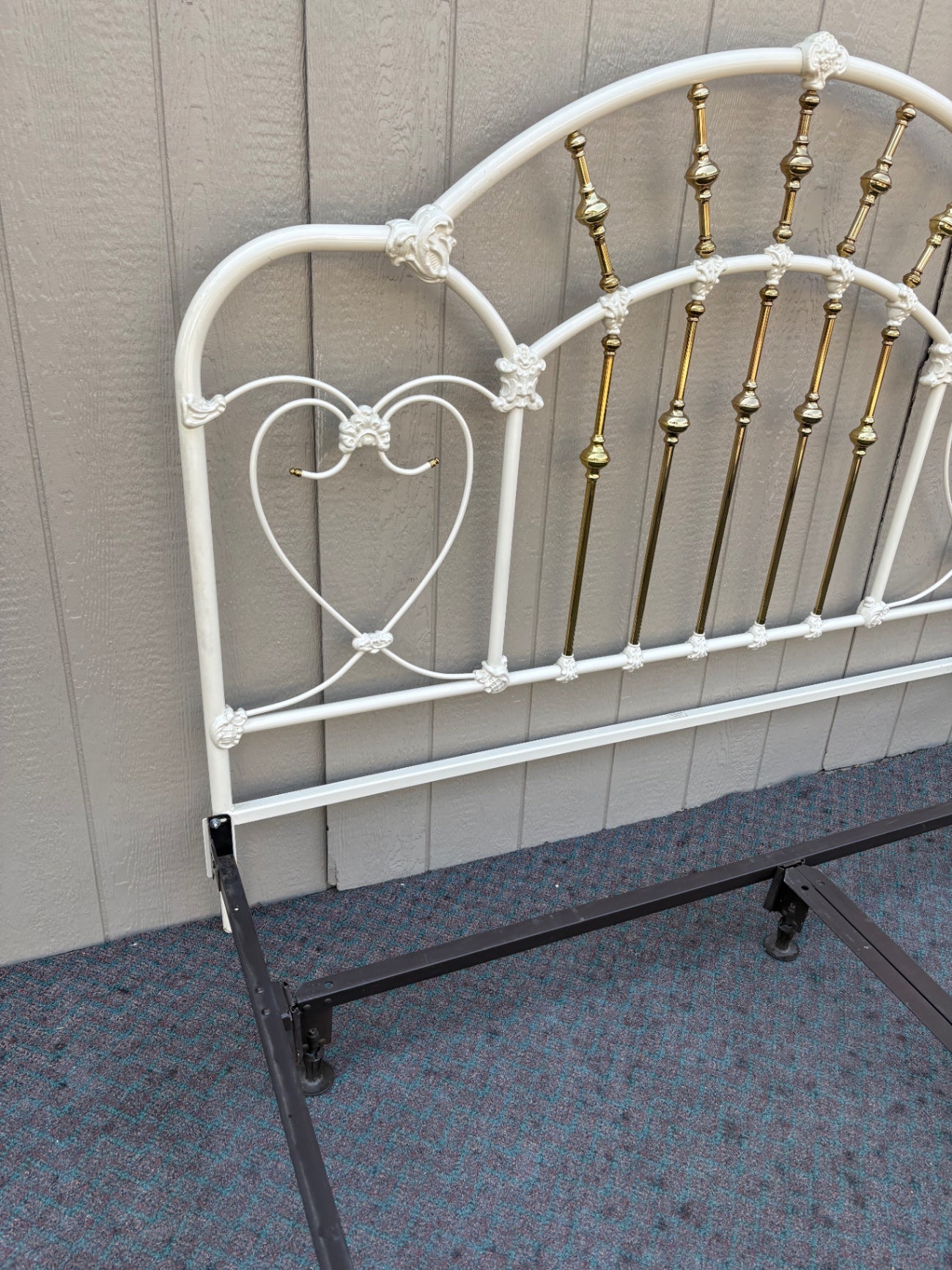 Elegant King Size Brass and Iron Bed Frame by Elliott Designs