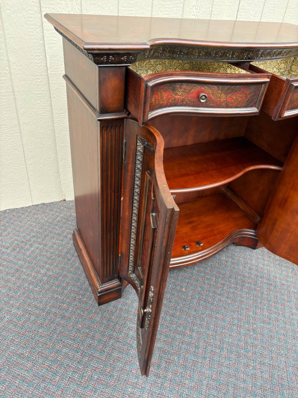 67704 Elegant Traditional Wood Storage Cabinet with Decorative Panels
