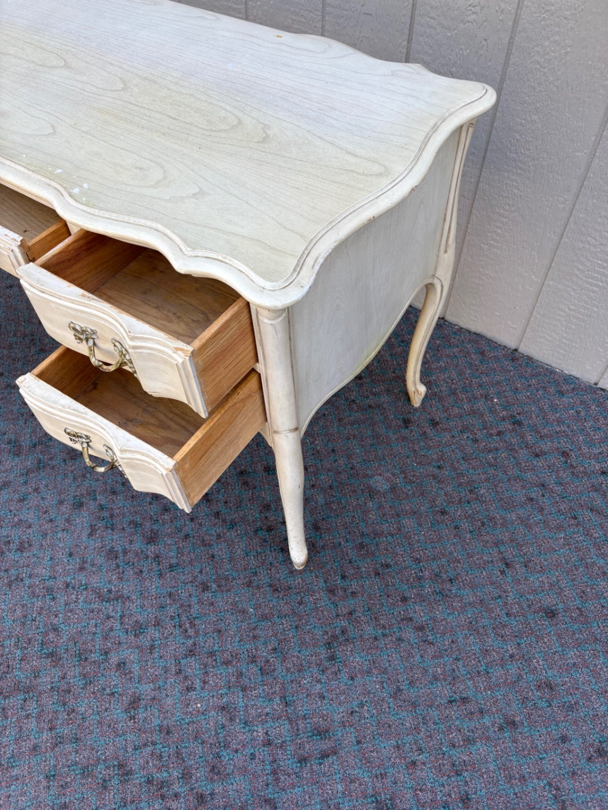 67950 French Provincial Style Vanity Desk in Distressed Cream Finish