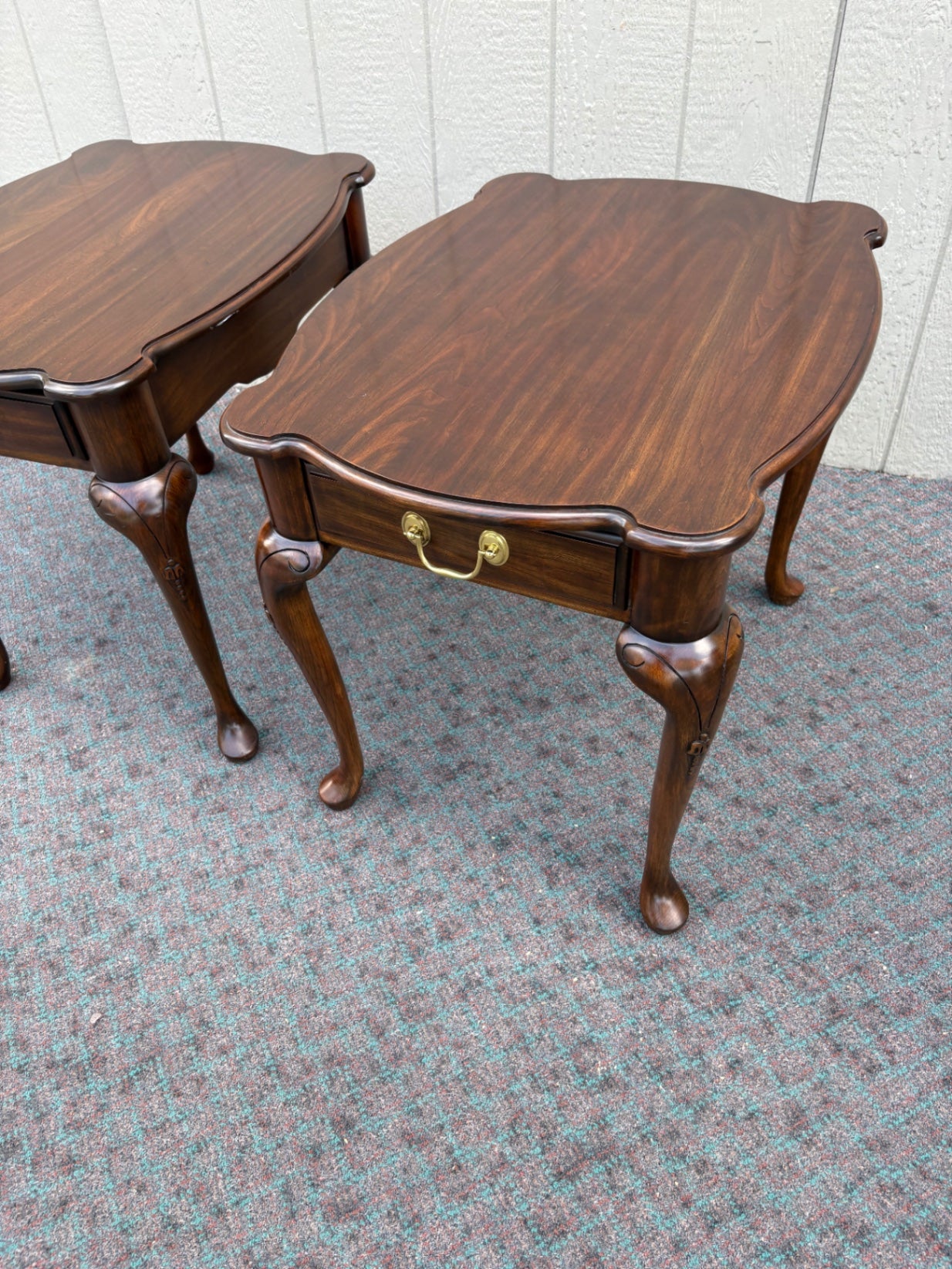 67955 Pair of Harden Queen Anne End Tables in Rich Walnut Finish