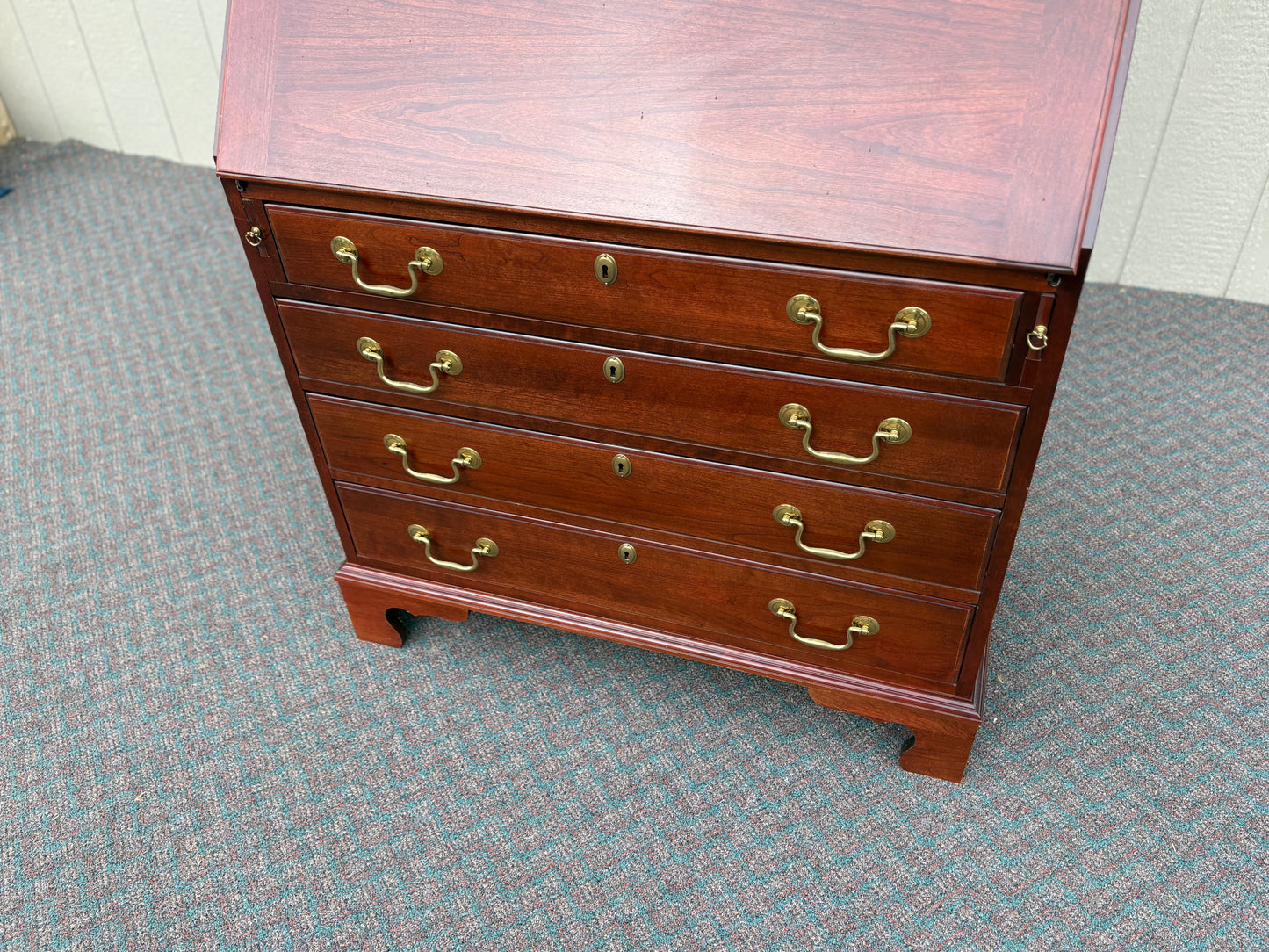 67723 Jasper Secretary Desk with Hutch, Traditional Cherry Wood Finish