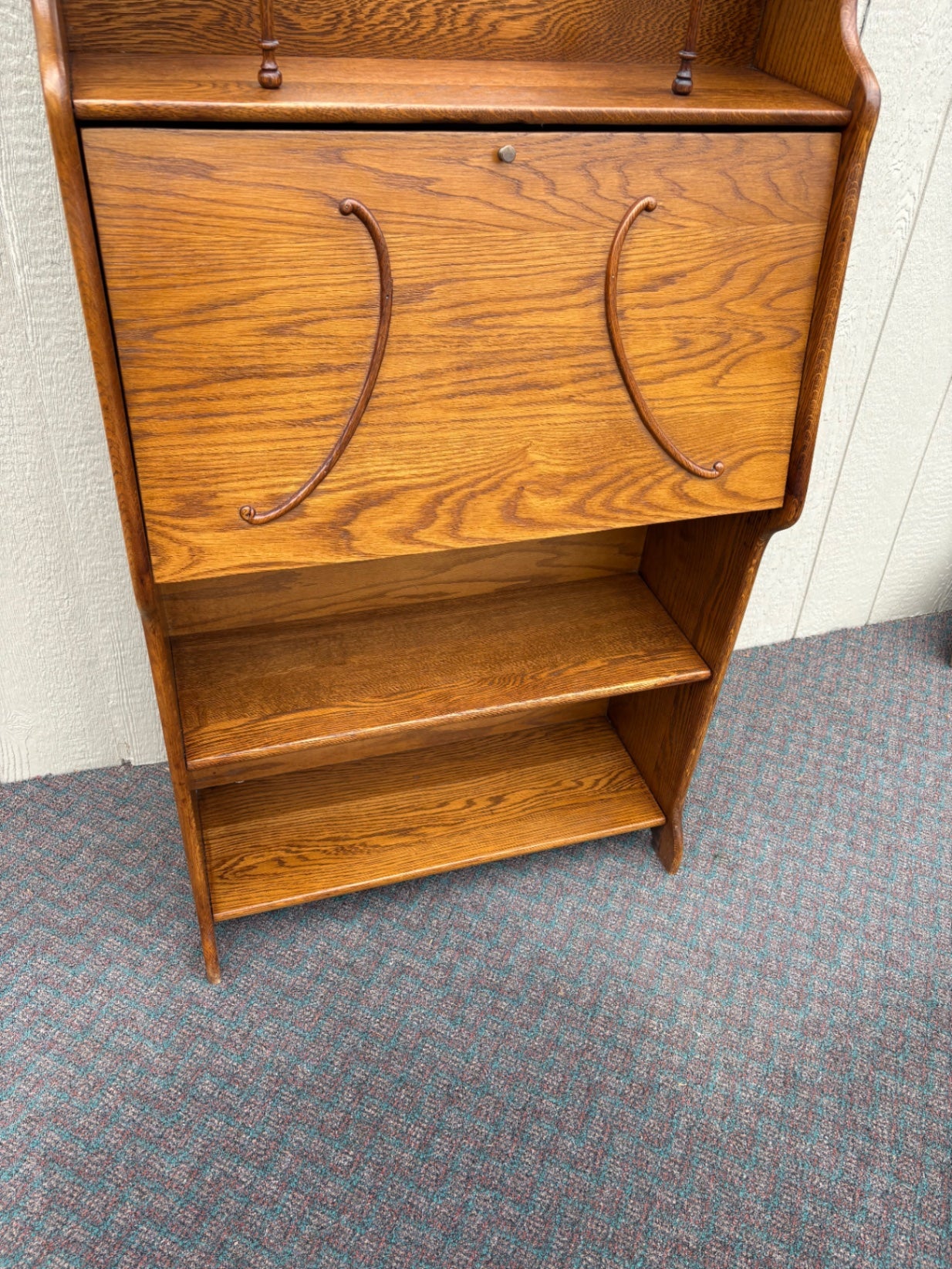 67826 Antique Oak Larkin Desk with Mirror and Shelving, Early 1900s