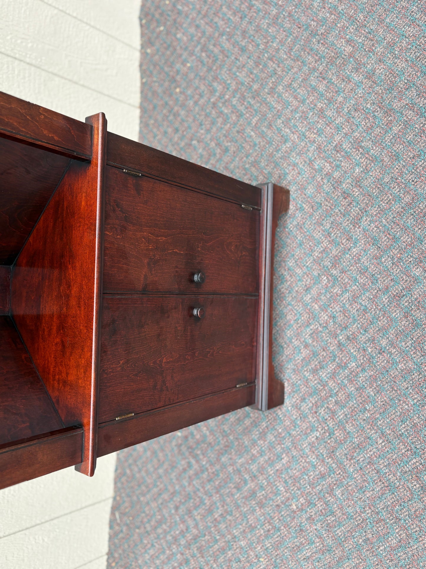 67724 Cherry Finish Corner Shelf Cabinet with Arched Shelving