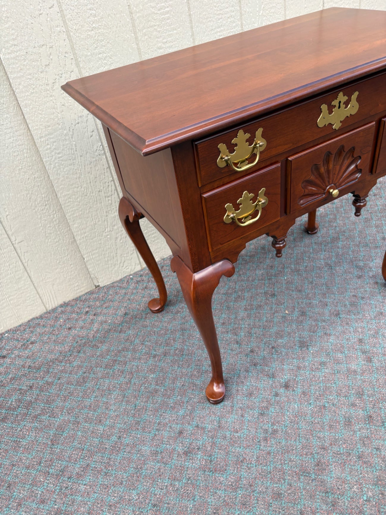 68096 Councill Queen Anne Style Mahogany Lowboy with Brass Hardware