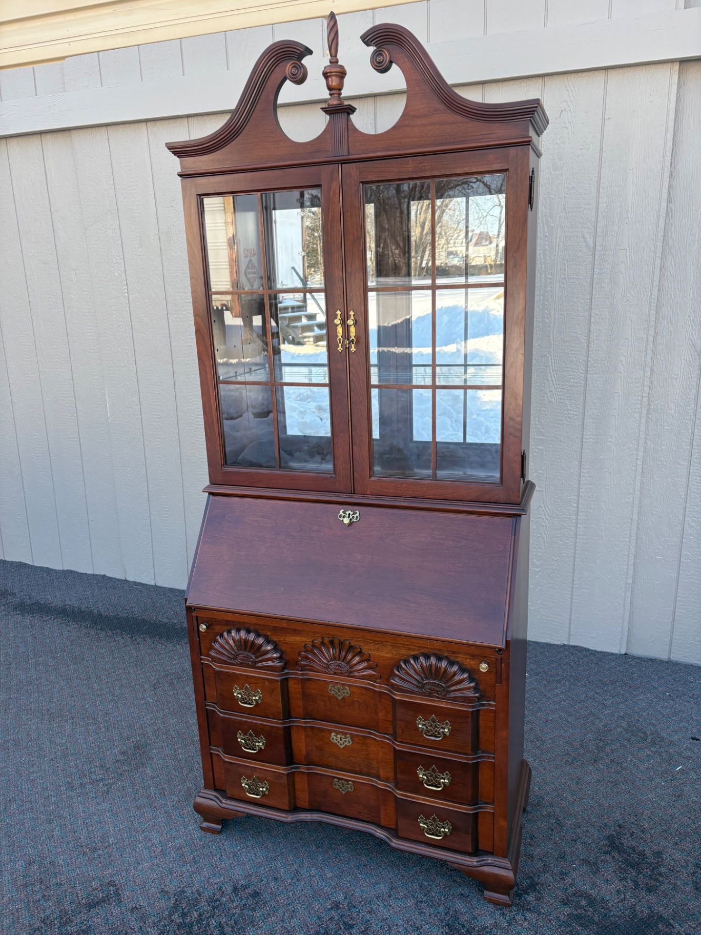 67438   Jasper Mahogany Secretary Desk with Glass Hutch