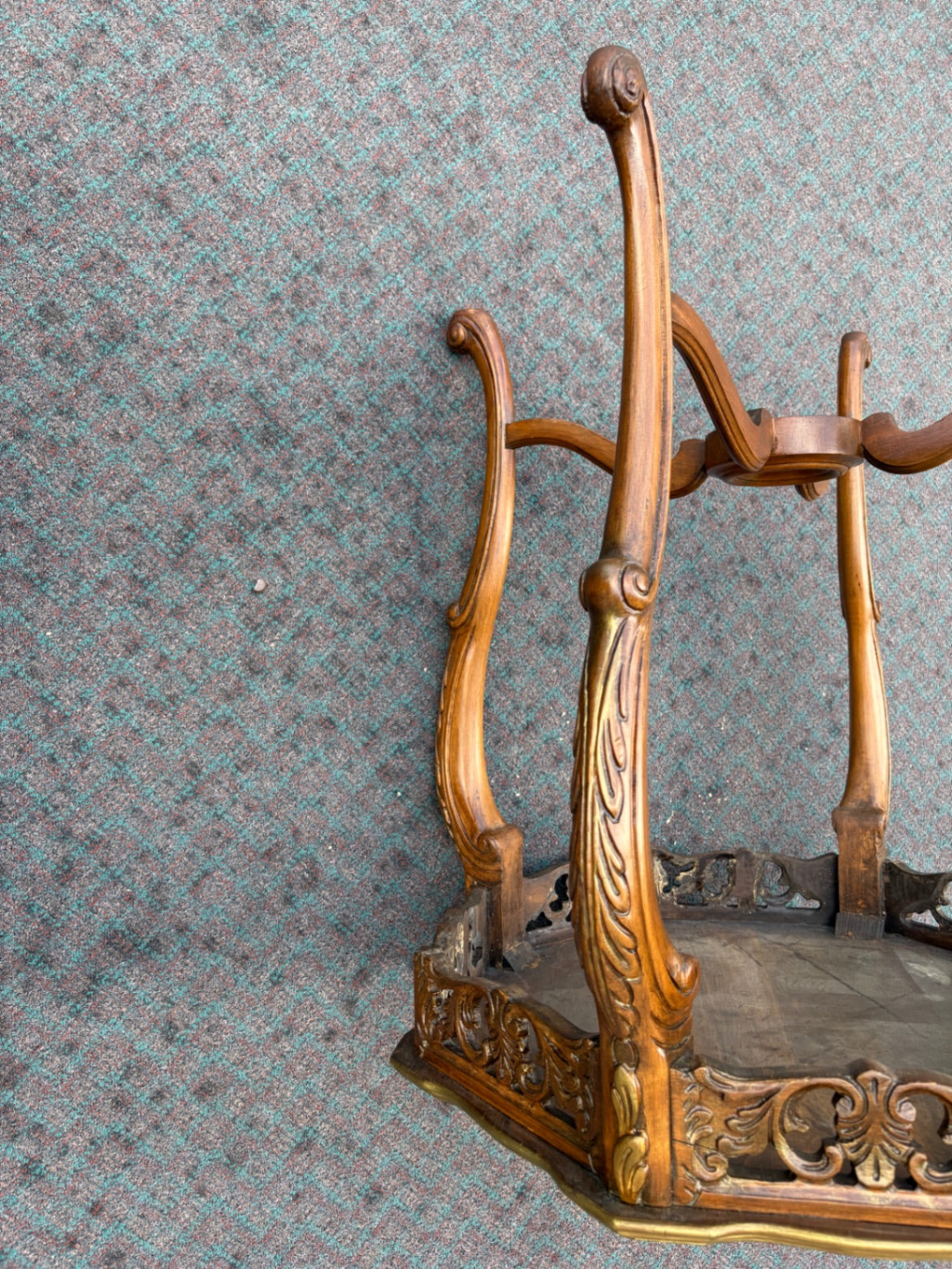 67987 Ornate French Louis XV Style Inlaid Walnut Side Table
