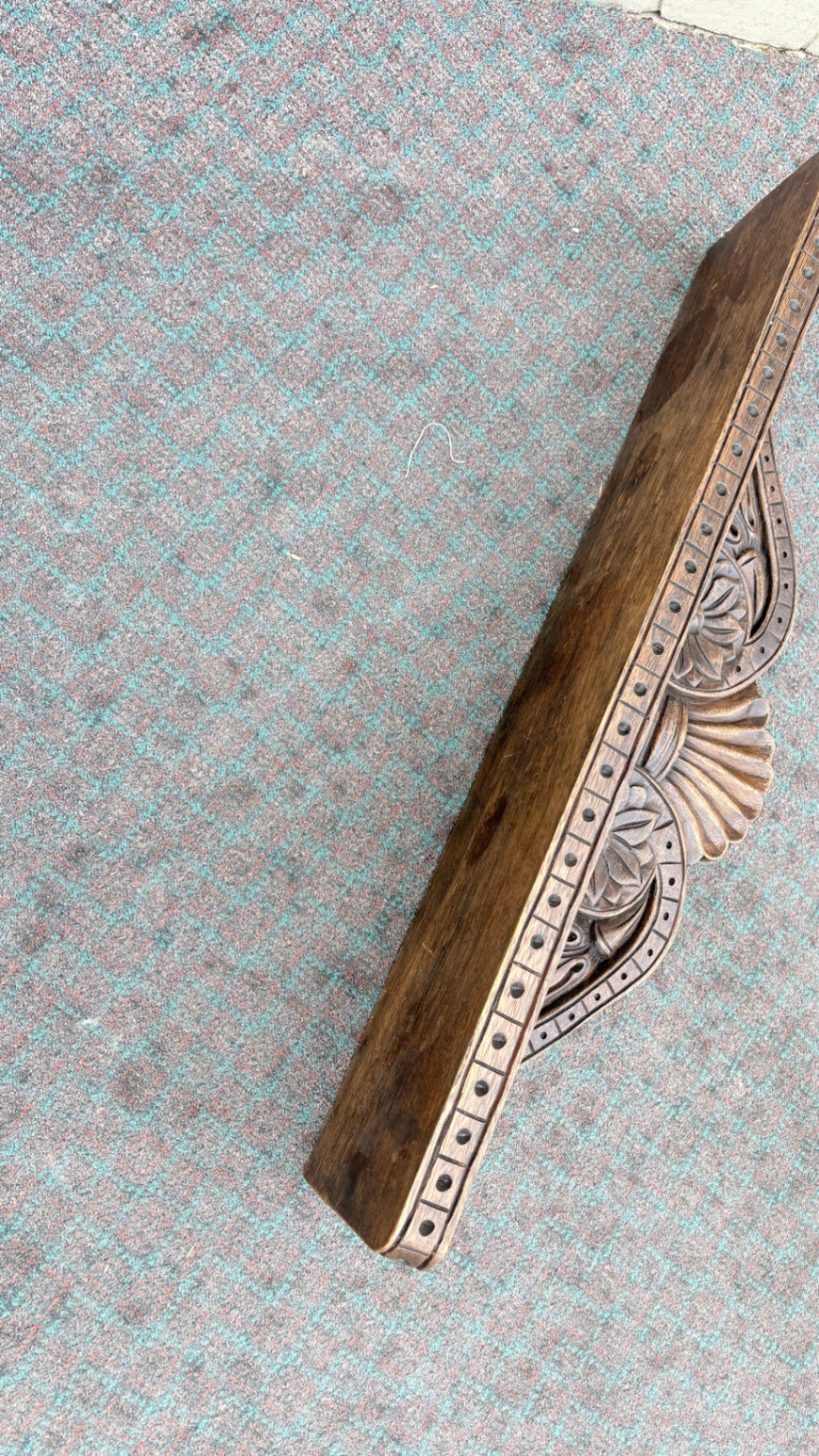 68071 Ornate Carved Oak Wall Shelf with Floral Design