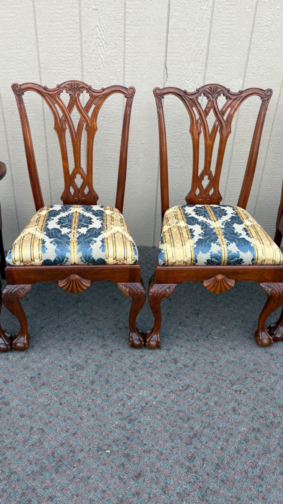 67883 Set of 6 Chippendale Style Mahogany Dining Chairs with Claw Feet