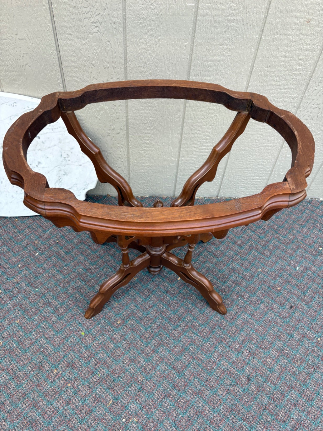 Victorian Marble Top Side Table with Ornate Wooden Base