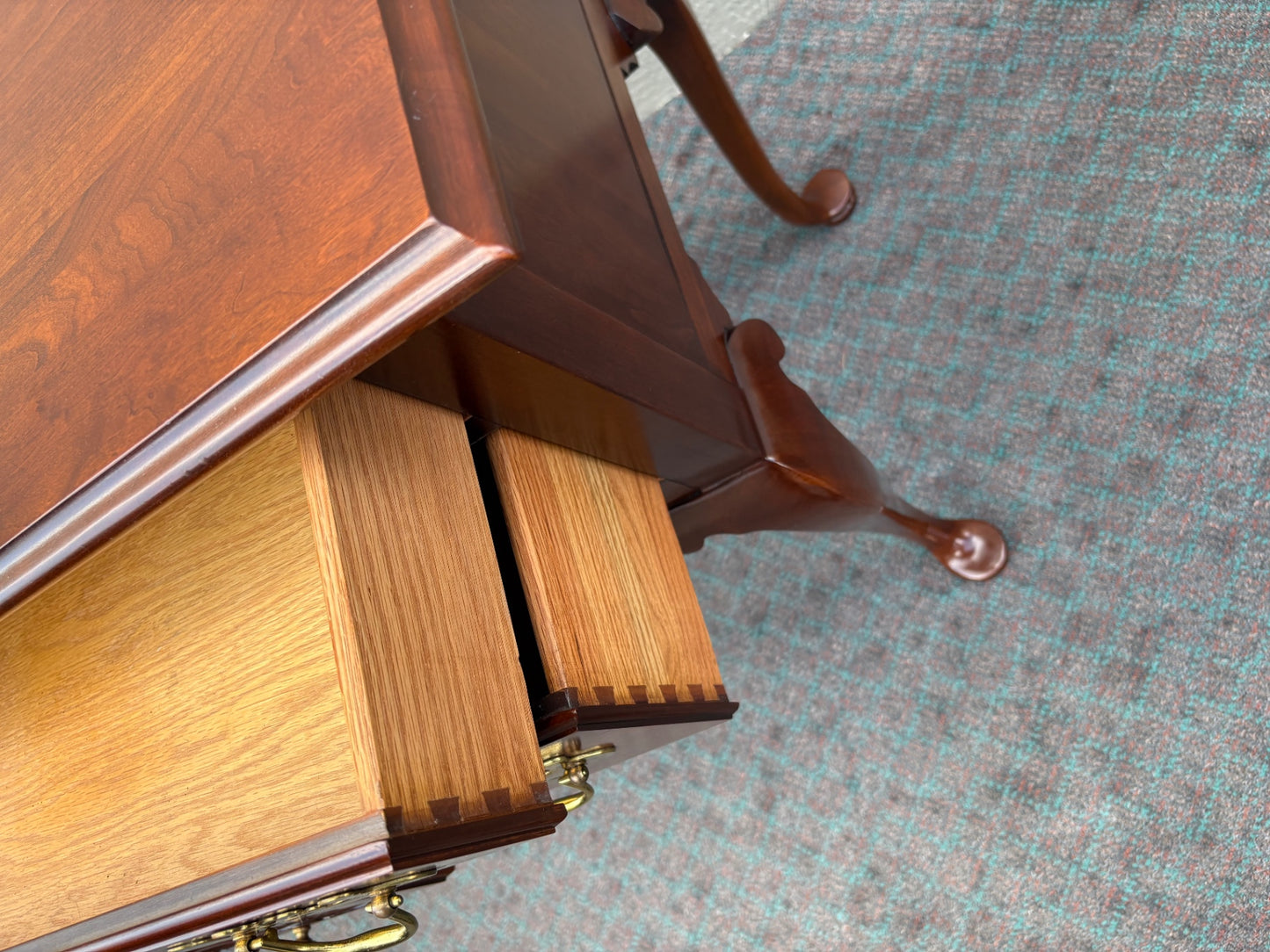 68096 Councill Queen Anne Style Mahogany Lowboy with Brass Hardware