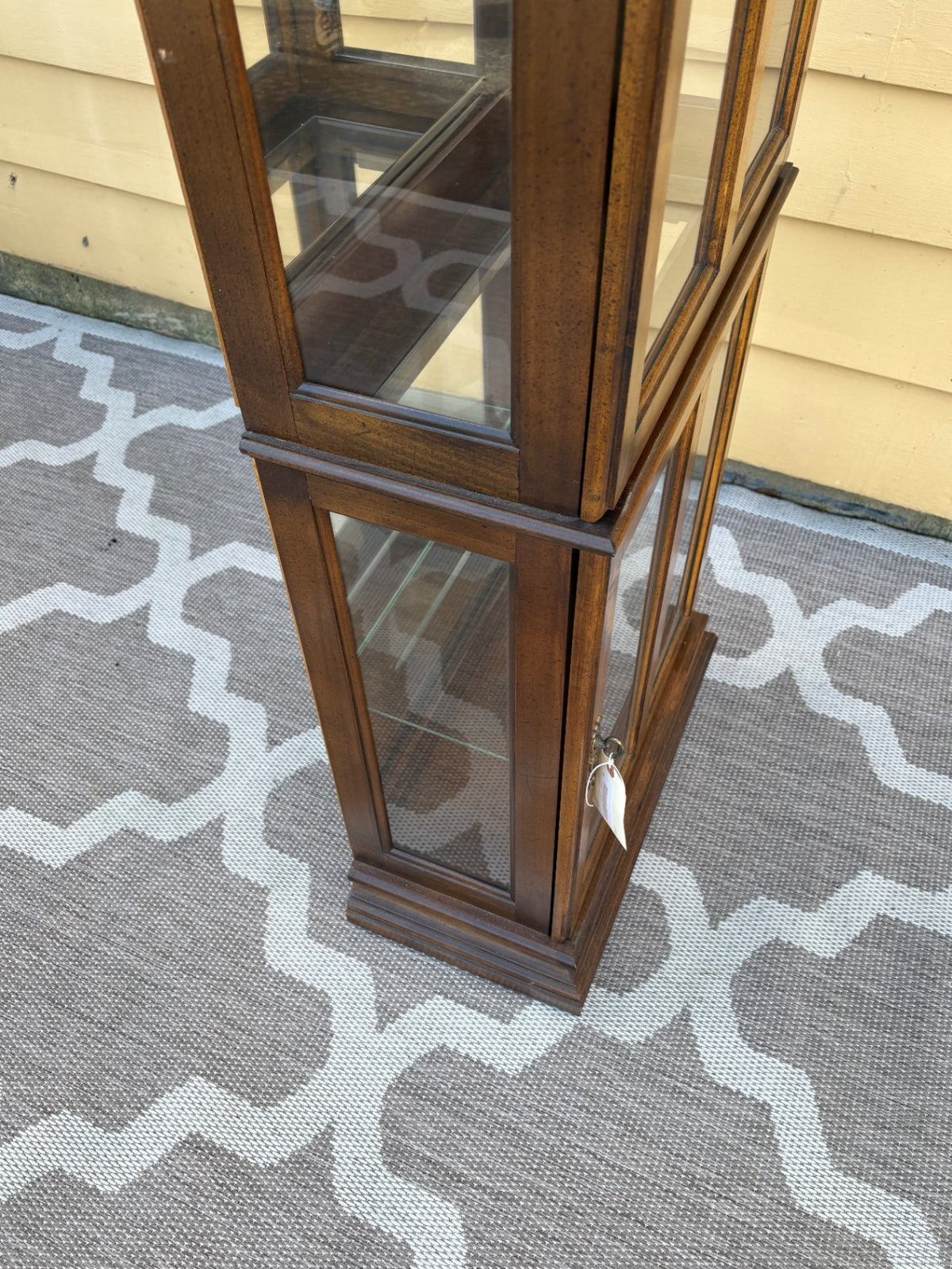 68204  Elegant Traditional Glass Curio Cabinet with Wood Frame