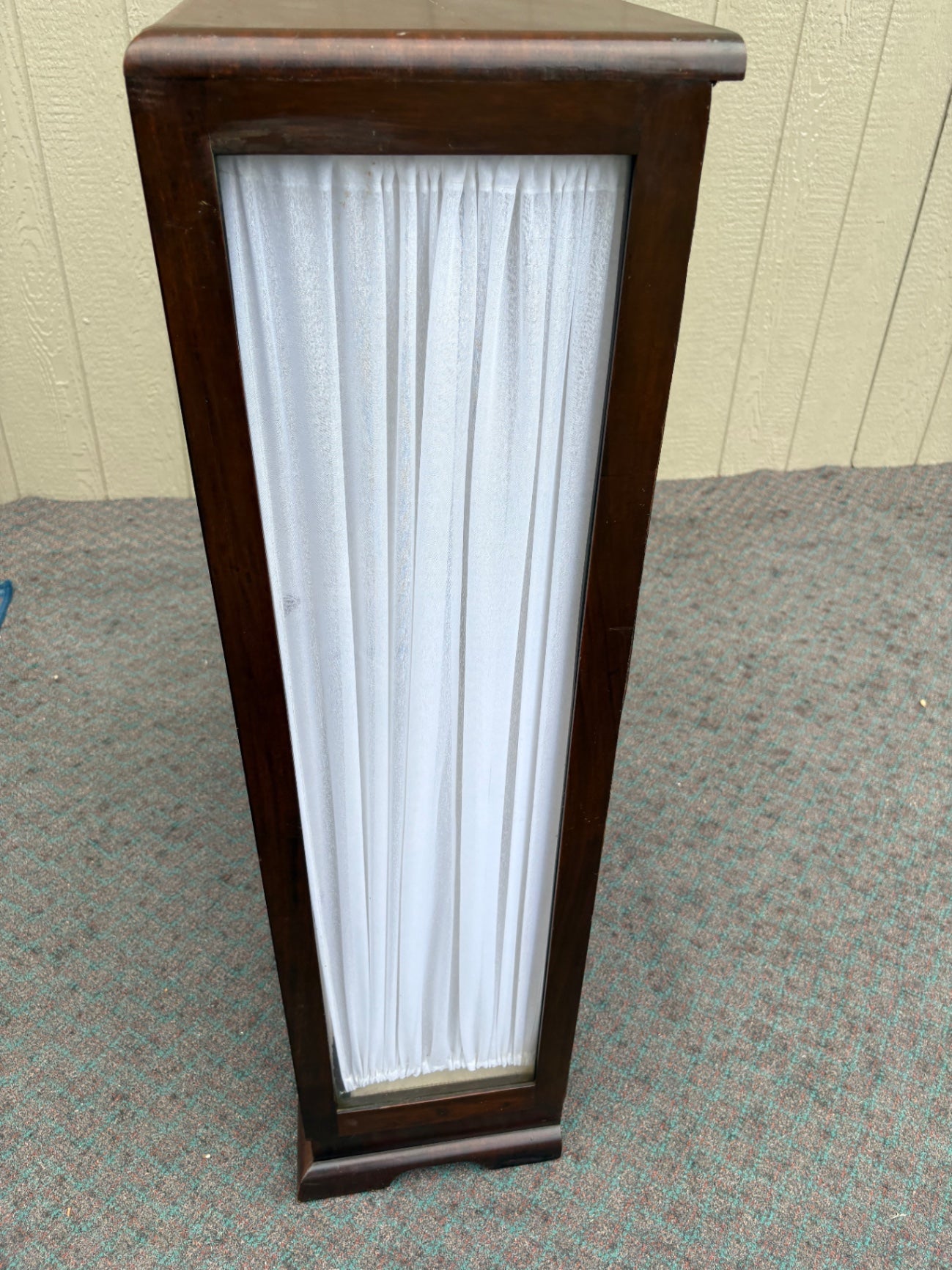 67980 Art Deco Two-Door Bookcase with Carved Detailing and Fabric Panels