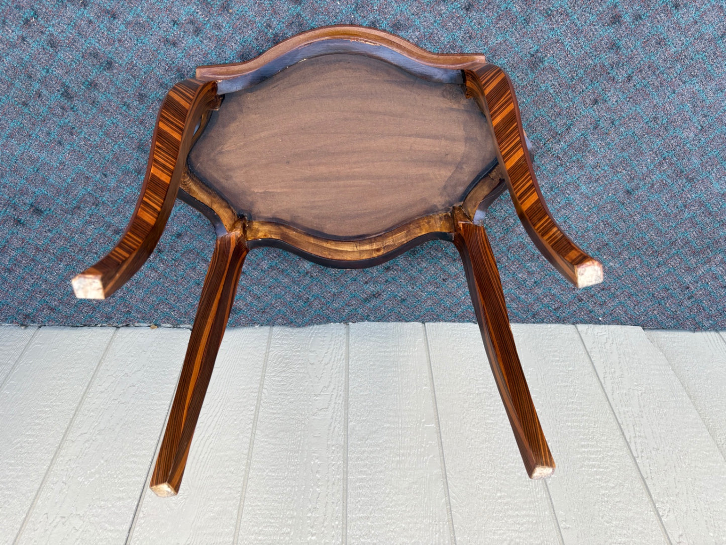Exquisite Inlaid Side Table with Marquetry Design, French Style