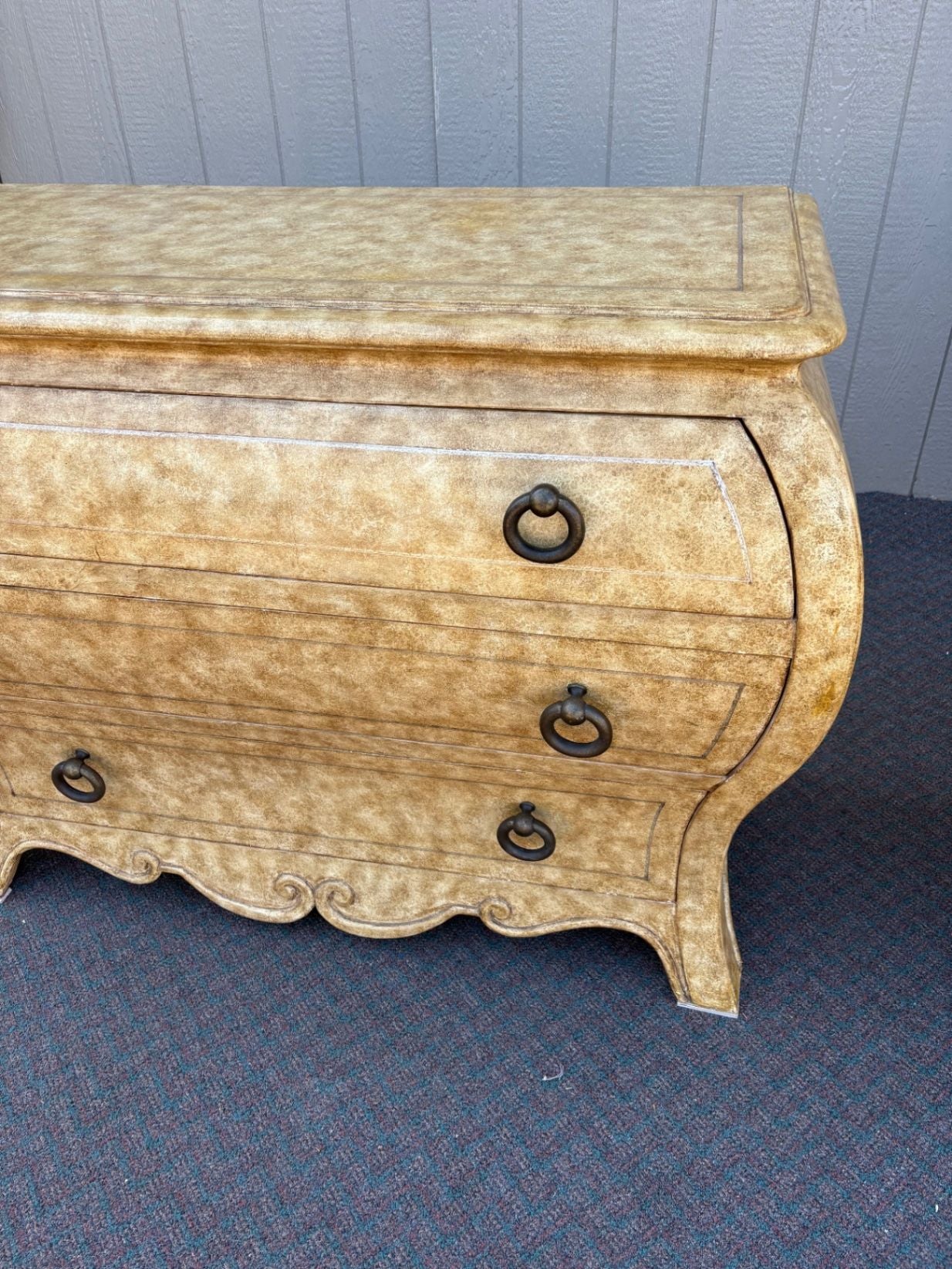67404 Henredon Bombe Chest of Drawers, Faux Finish, Vintage Elegance