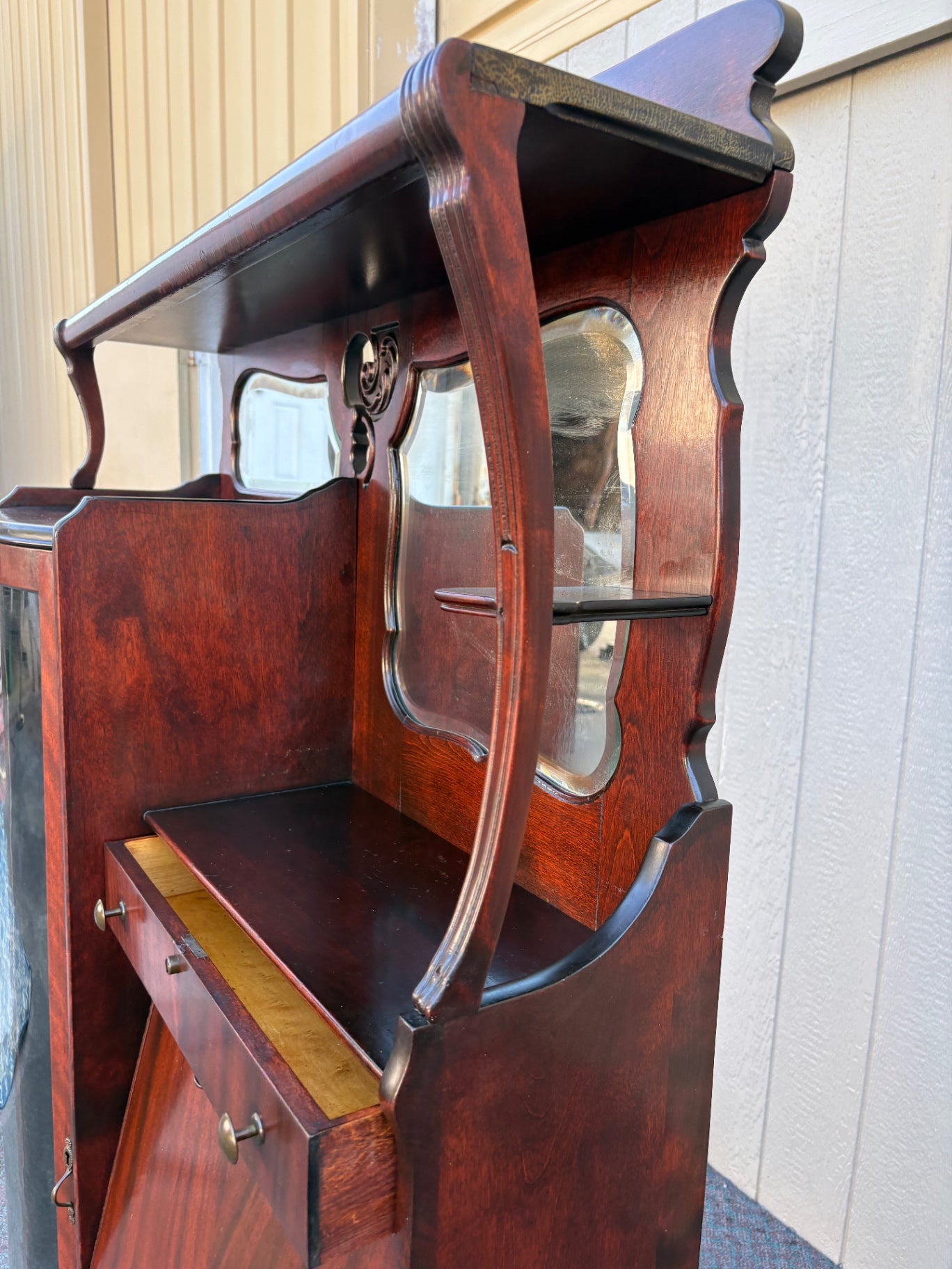 68054 Victorian Mahogany Side-by-Side Secretary with Glass Door