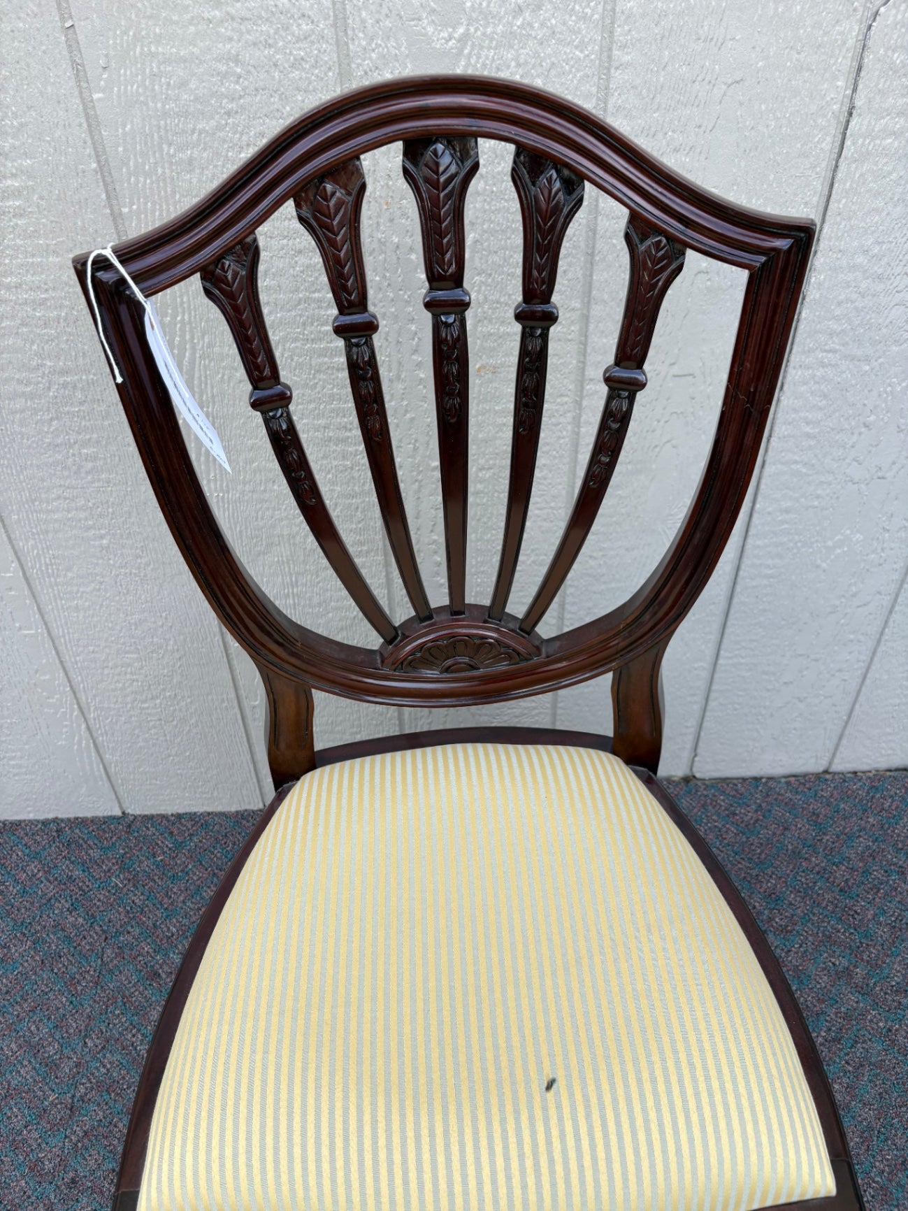 67640 Mahogany Shield Back Side Chair with Yellow Upholstery