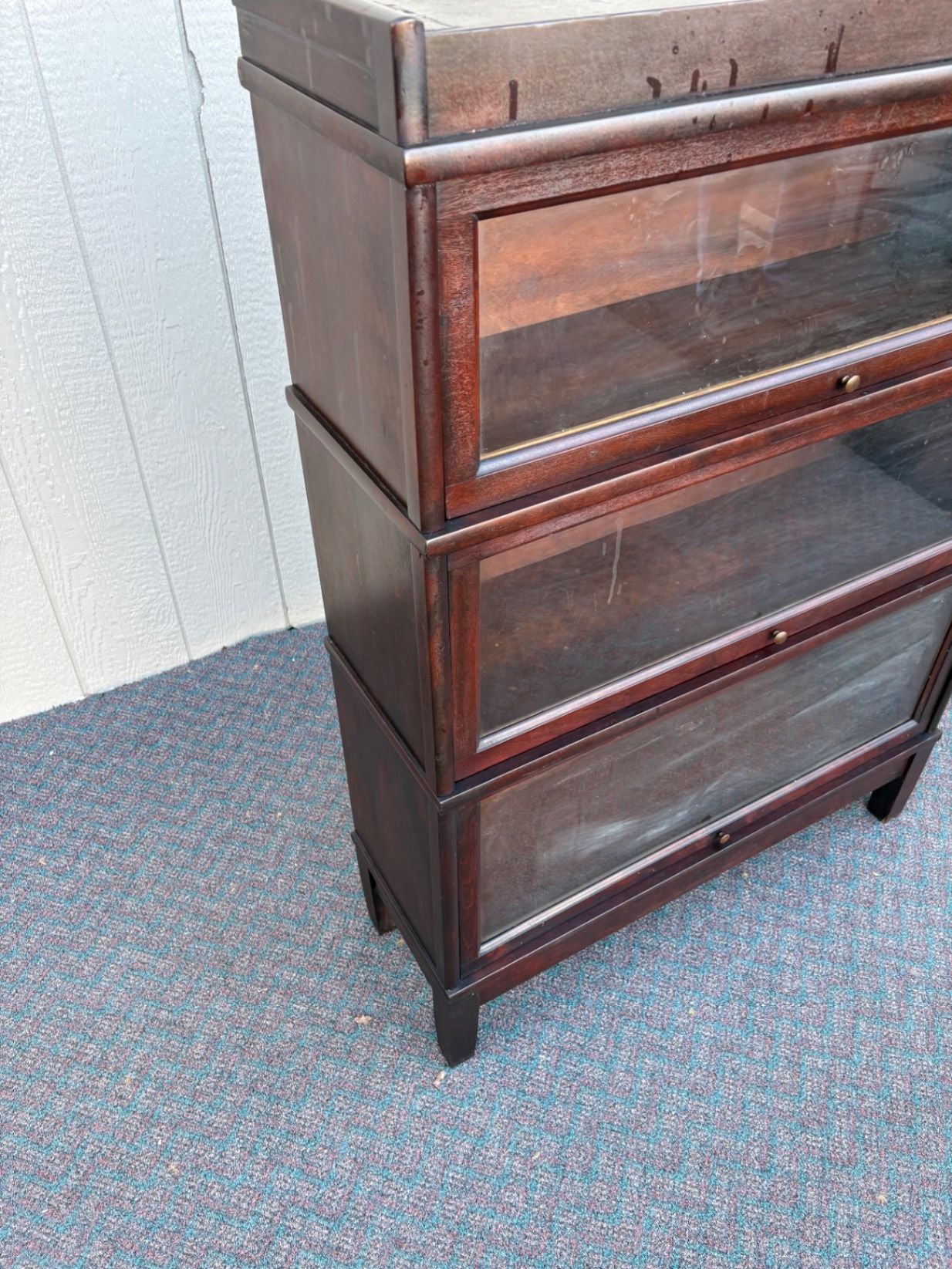 67597 Vintage Mahogany Barrister Bookcase with Glass Fronts