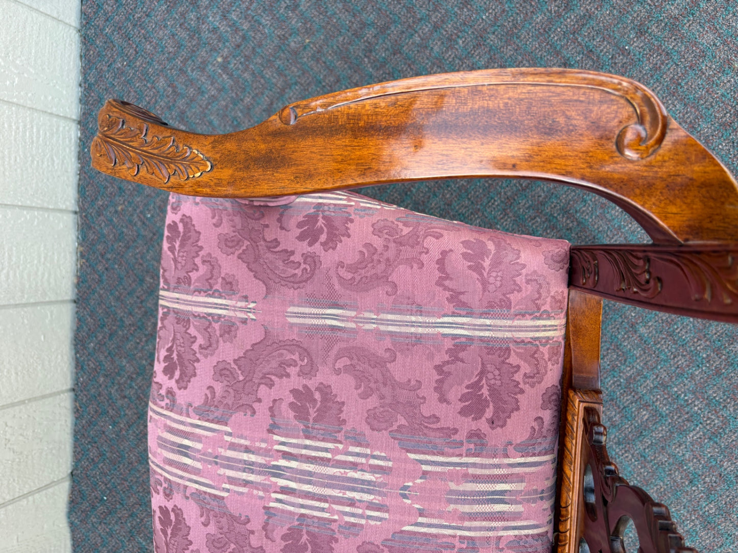 67770 Pair of Chippendale Style Armchairs with Carved Details