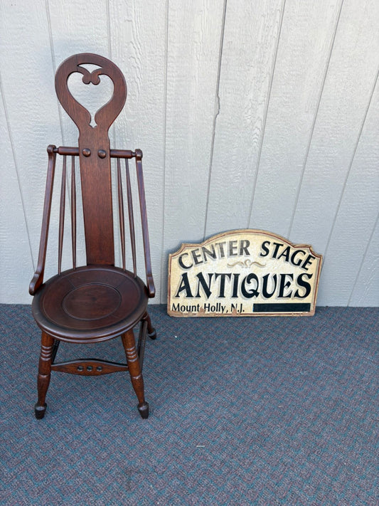 67412  Victorian Hunzinger Style Oak Side Chair with Heart Back