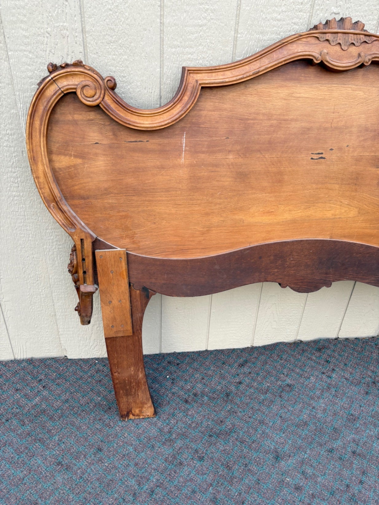 68018 Elegant French Rococo Full Size Headboard in Walnut