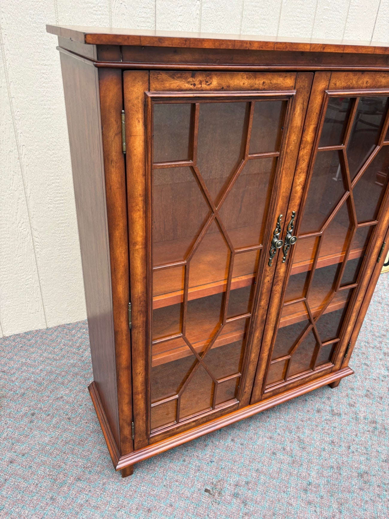 Vintage Two-Door Bookcase with Glass Paneled Doors