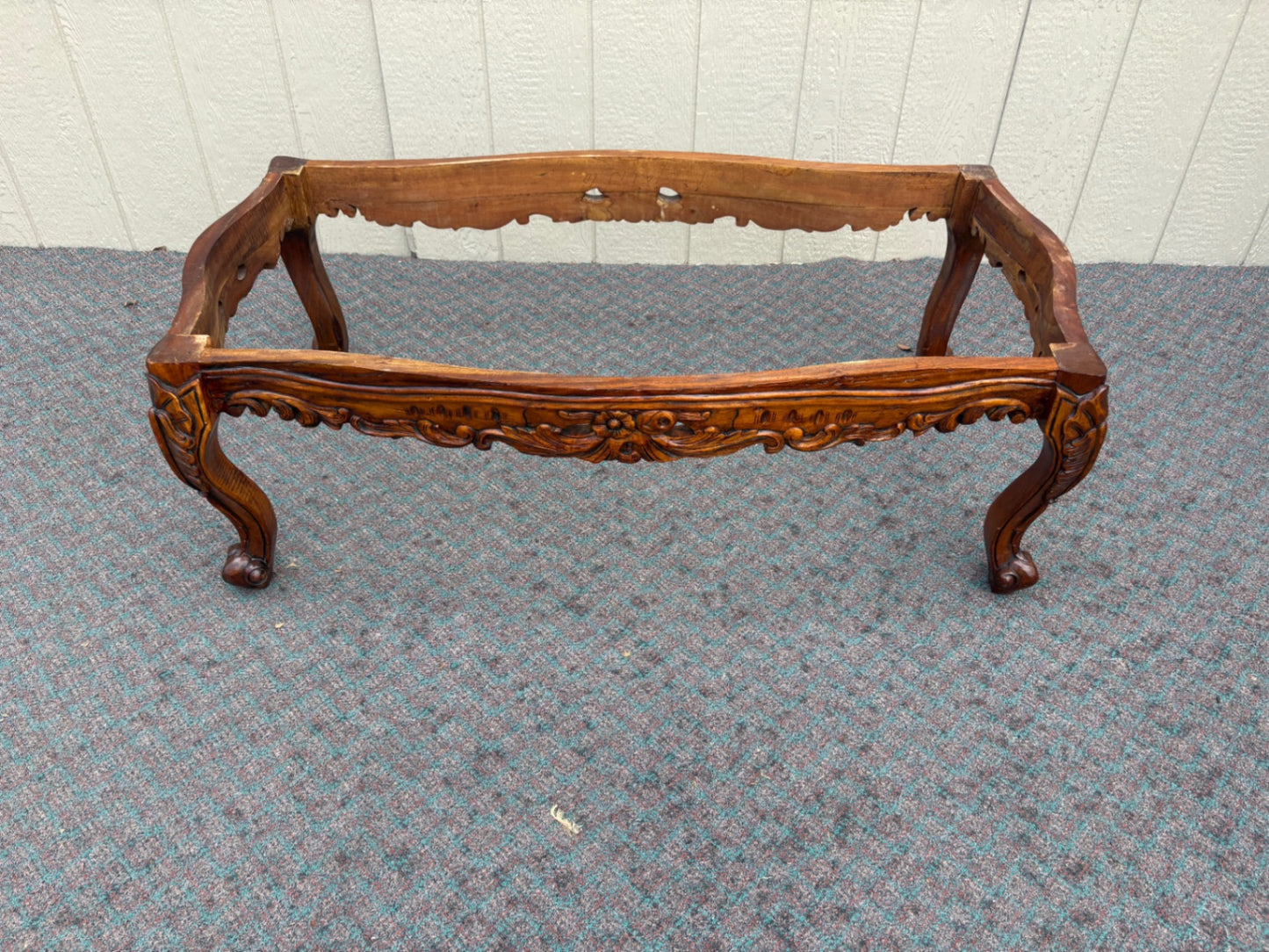 67904 Antique French Carved Coffee Table with Marble Top