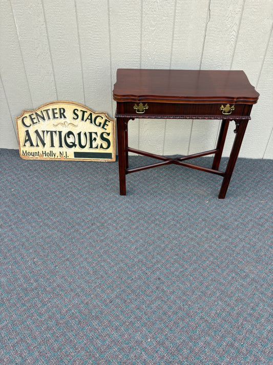 67746 Vintage Mahogany Flip-Top Game Table with Cabriole Legs