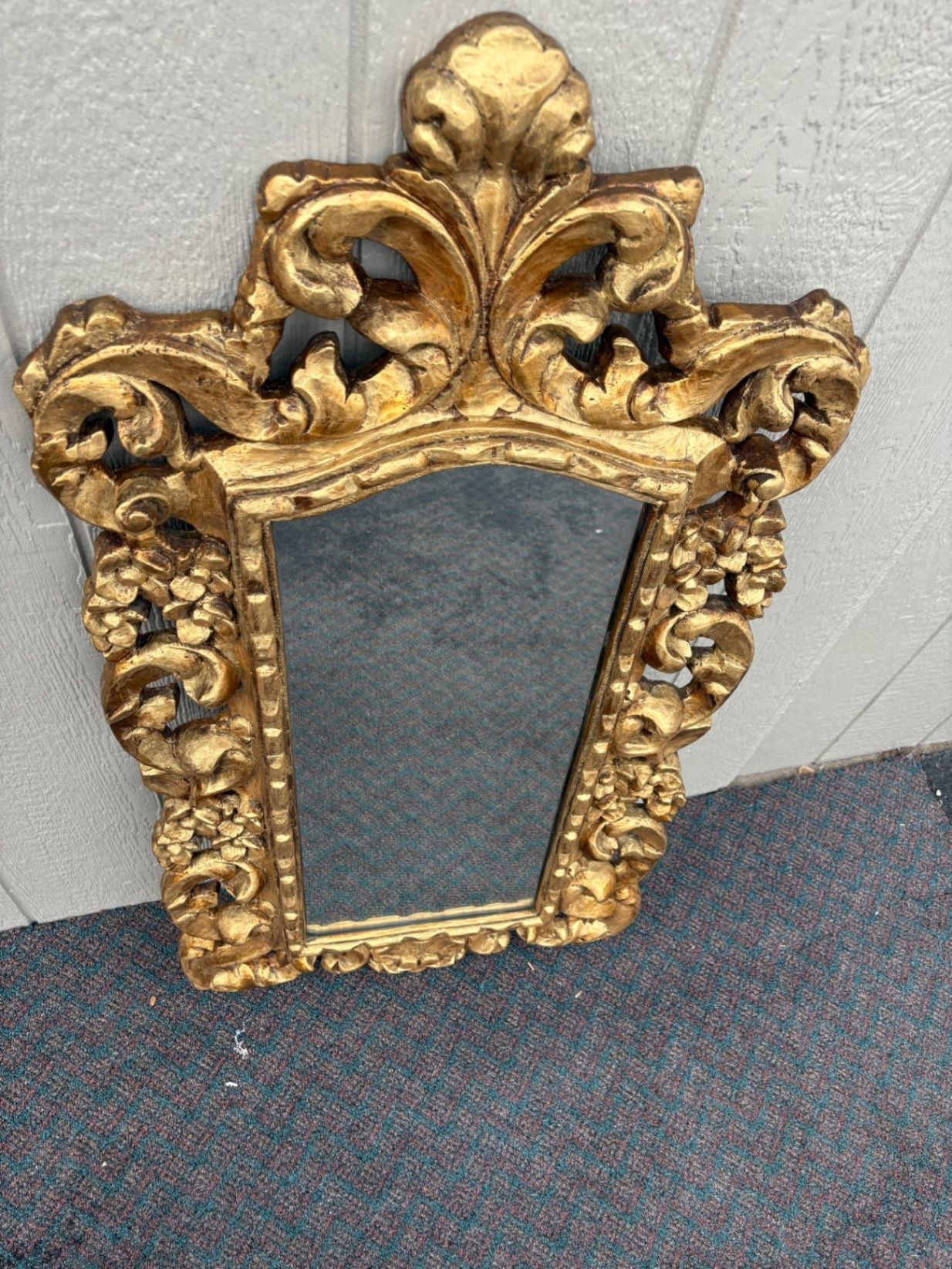 67462  Baroque Style Ornate Gold Gilt Wall Mirror with Floral Motif