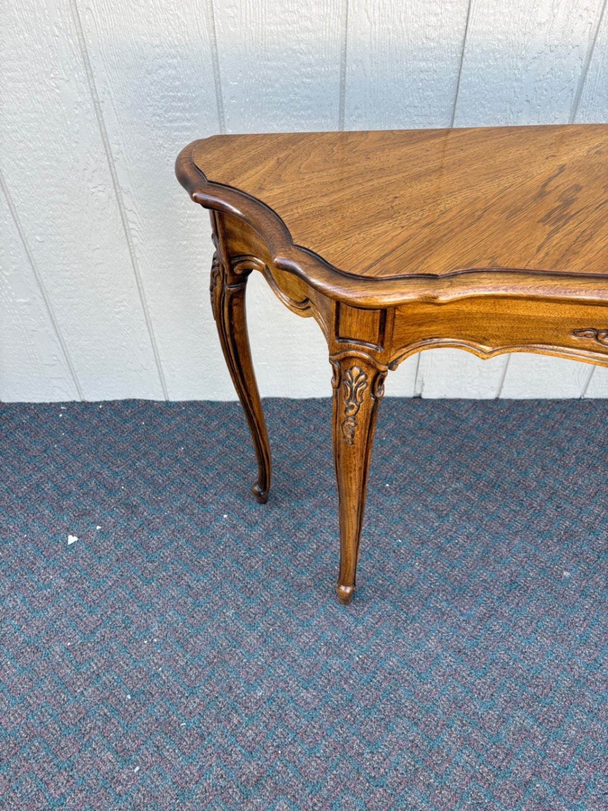 67427  Elegant French Country Console Table with Cabriole Legs